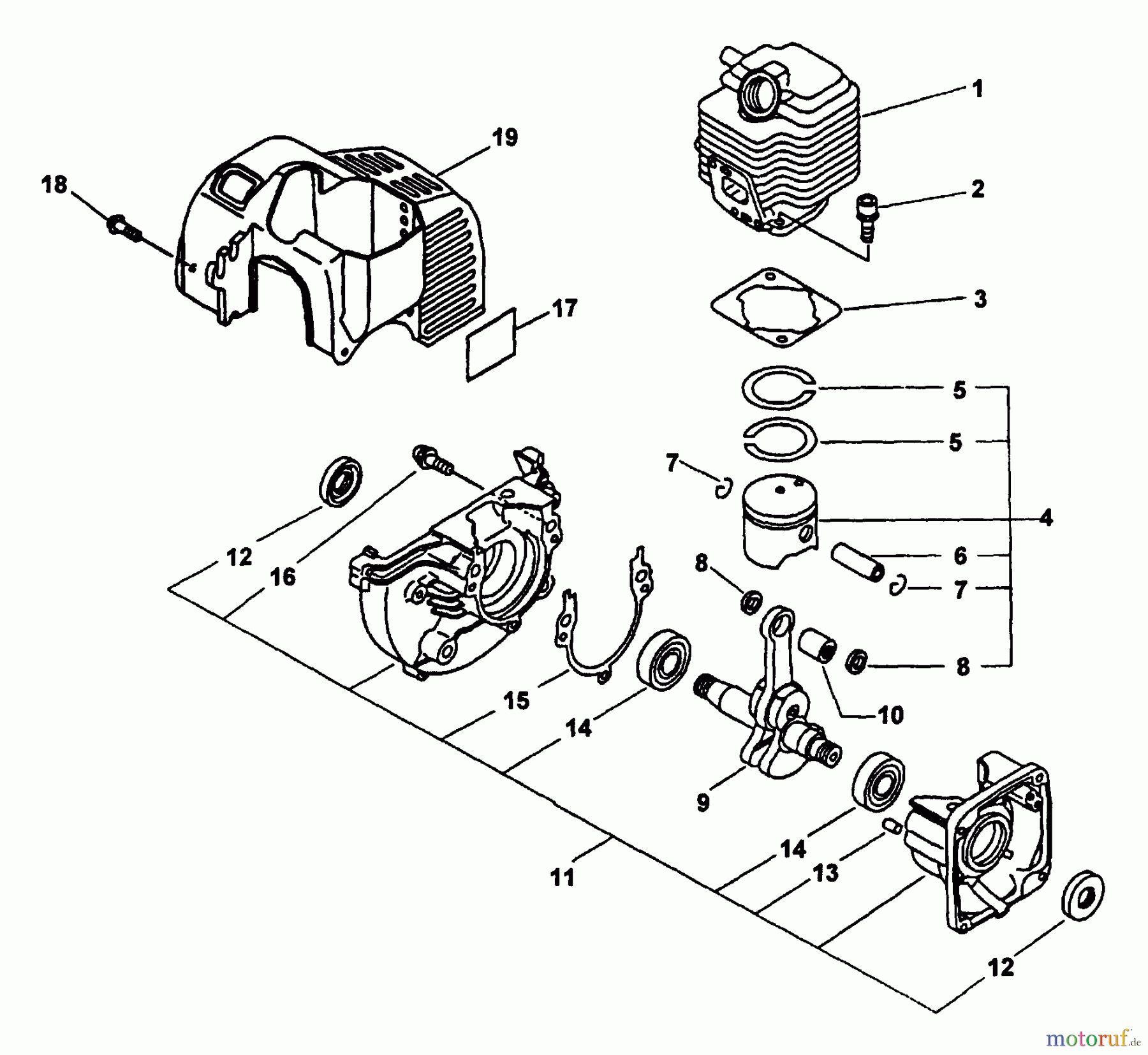 Echo Bohrer / Erdbohrer EDR-2400 - Echo Reversible Engine Drill (Type 1E) Engine, Crankcase, Cover