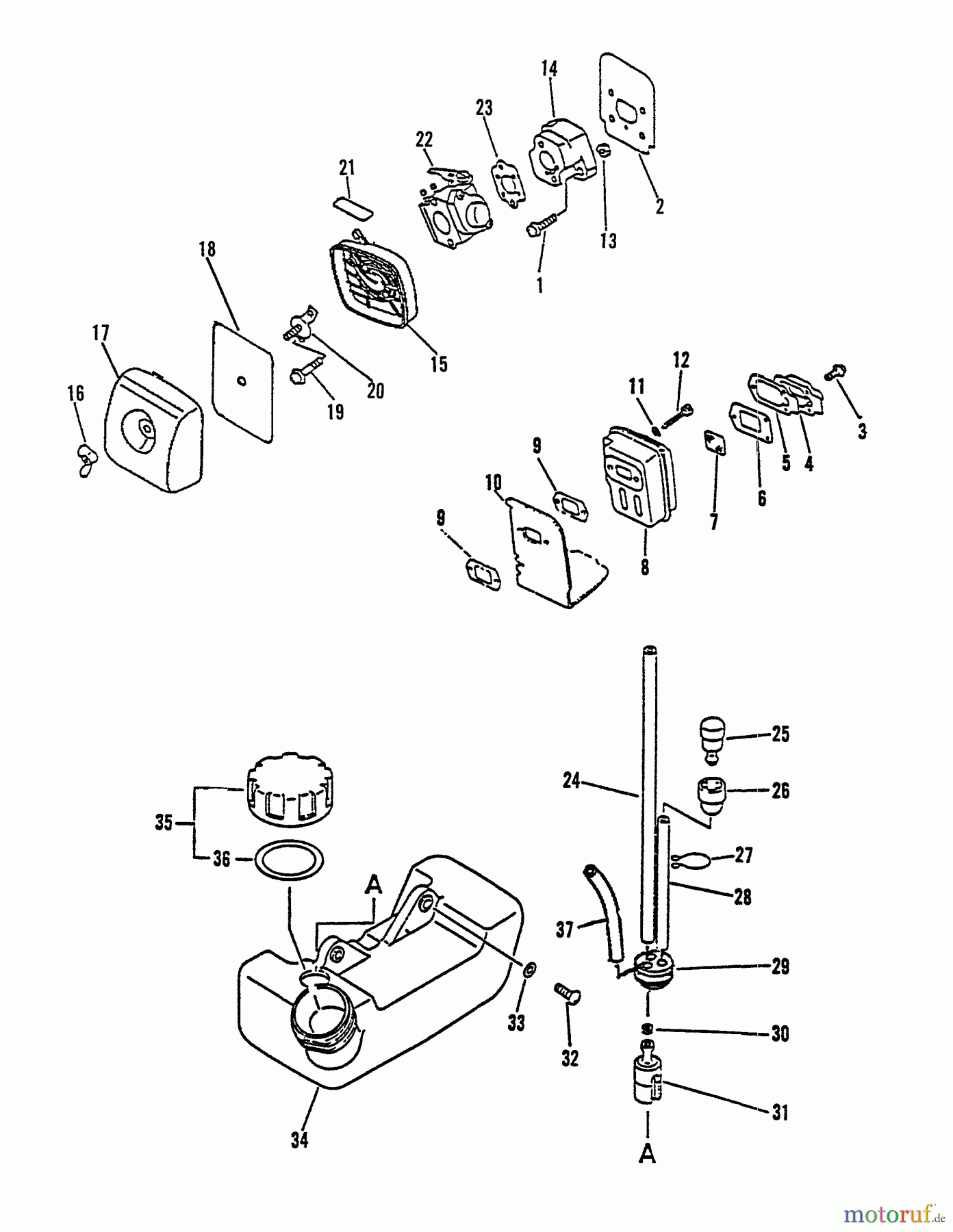 Echo Bläser / Sauger / Häcksler / Mulchgeräte ES-2000 - Echo Shredder/Vacuum, S/N: 001001 - 007941 Intake, Exhaust, Air Cleaner, Fuel System