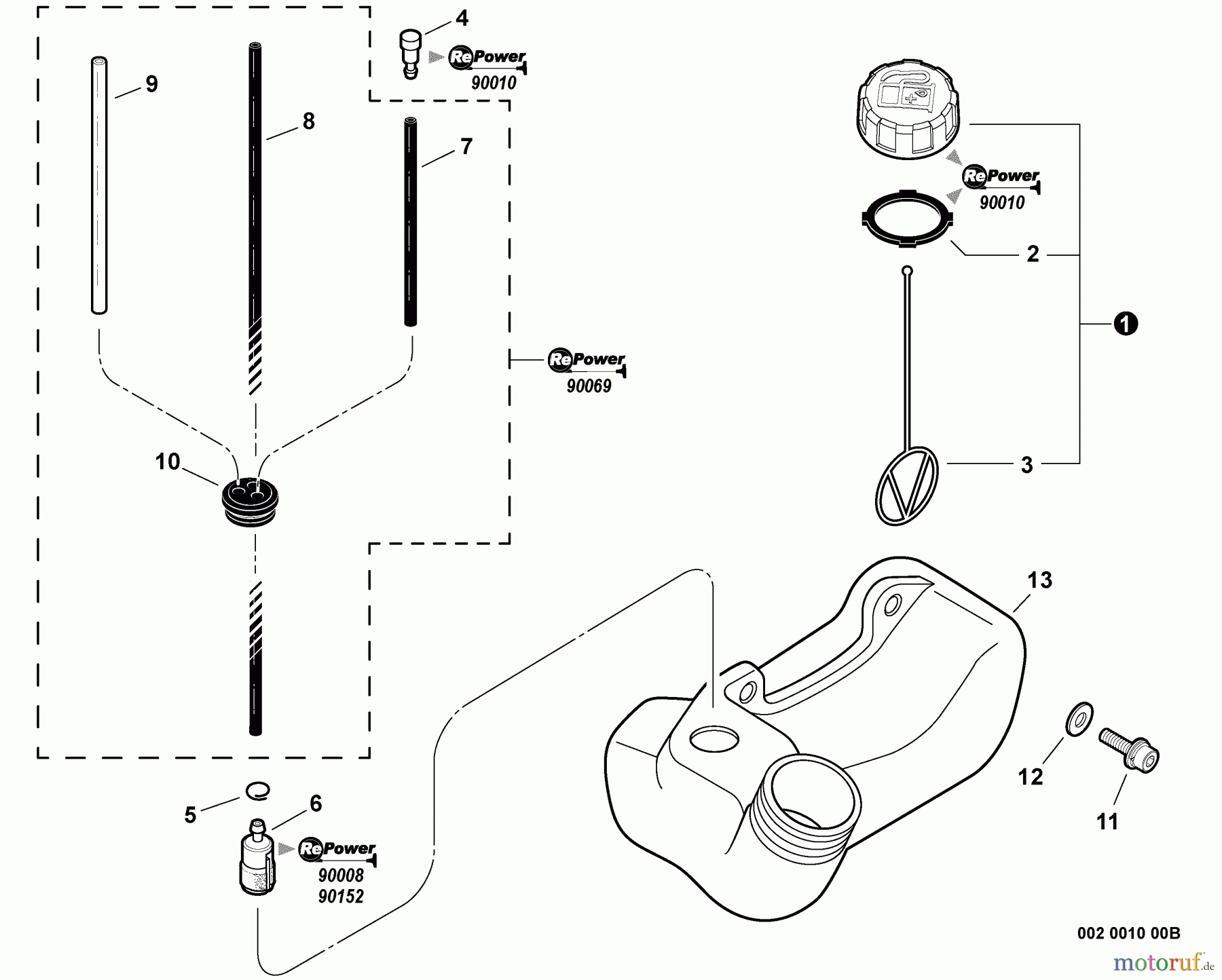 Echo Trimmer, Faden / Bürste SRM-210U - Echo String Trimmer/Brush Cutter, S/N:S82113001001 - S8211399999 Fuel System