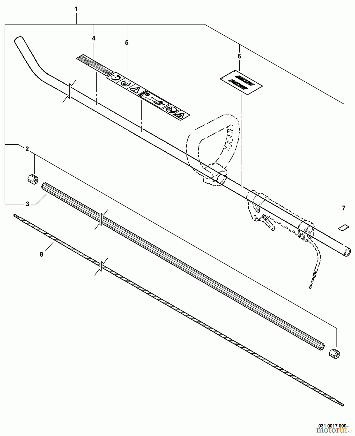 Echo Kantenschneider PE-200 - Echo Edger, S/N: S75512001001 - S75512999999 Main Pipe Assembly