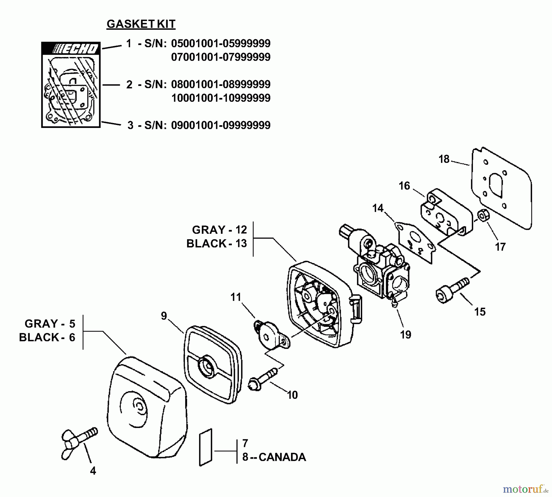 Echo Kantenschneider PE-200 - Echo Edger, S/N: 07001001 - 07999999 Intake