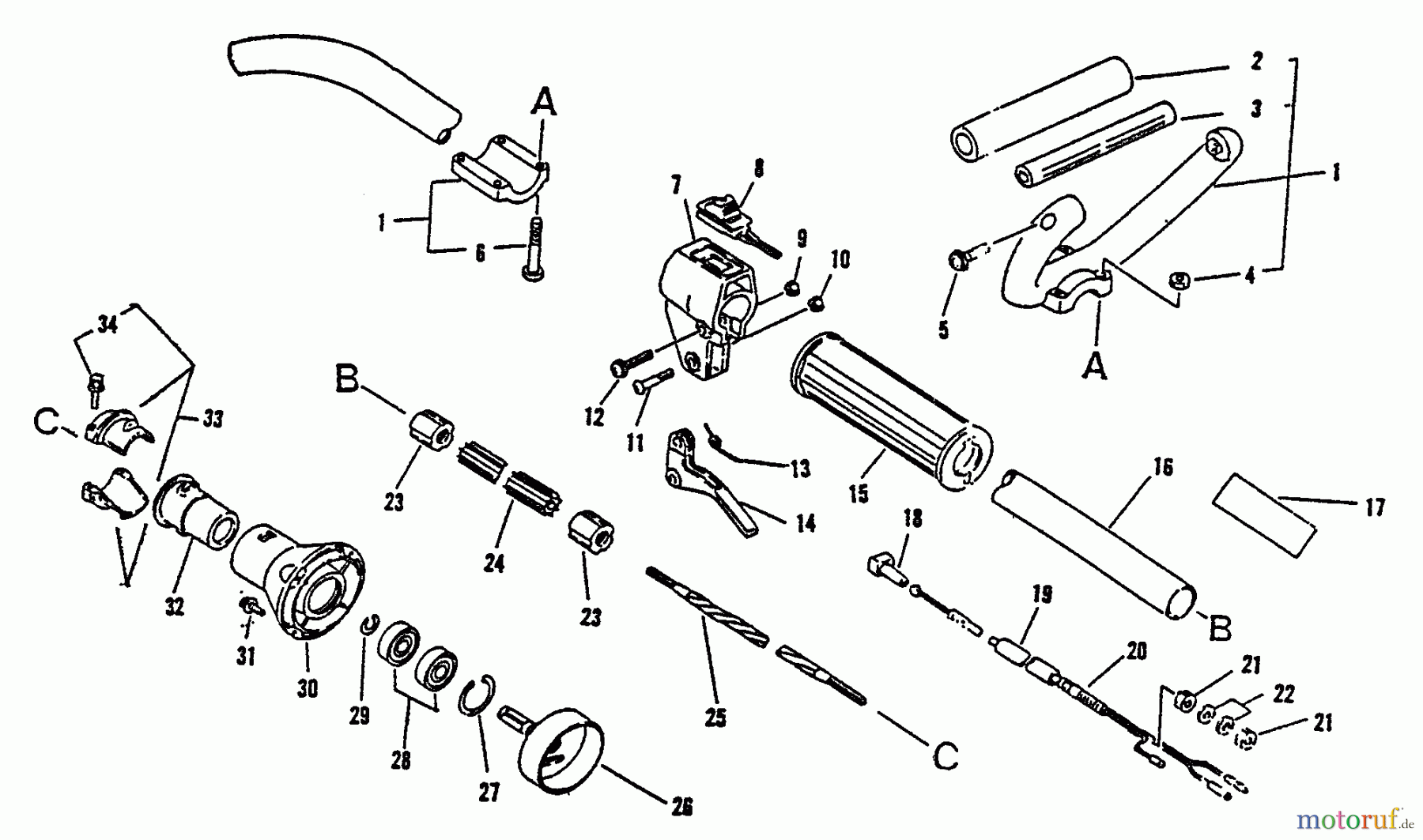 Echo Kantenschneider PE-2201A - Echo Edger Driveshaft, Handles, Throttle, Stop Switch, Clutch Housing