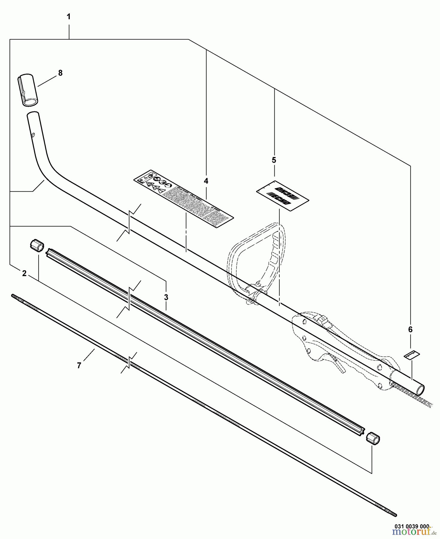 Echo Kantenschneider PE-225 - Echo Edger, S/N: S78712001001 - S78712999999 Main Pipe Assembly, Driveshaft