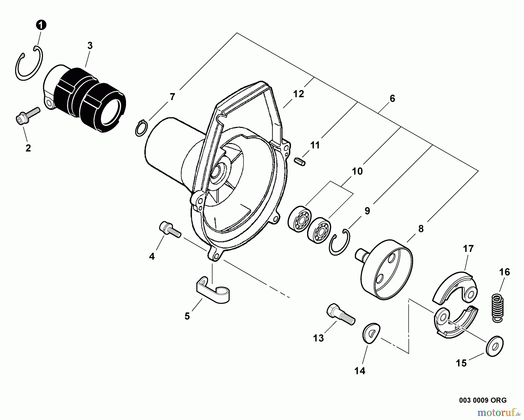 Echo Trimmer, Faden / Bürste PAS-230 - Echo Power Unit, Fan Case, Clutch -- ORANGE MODELS