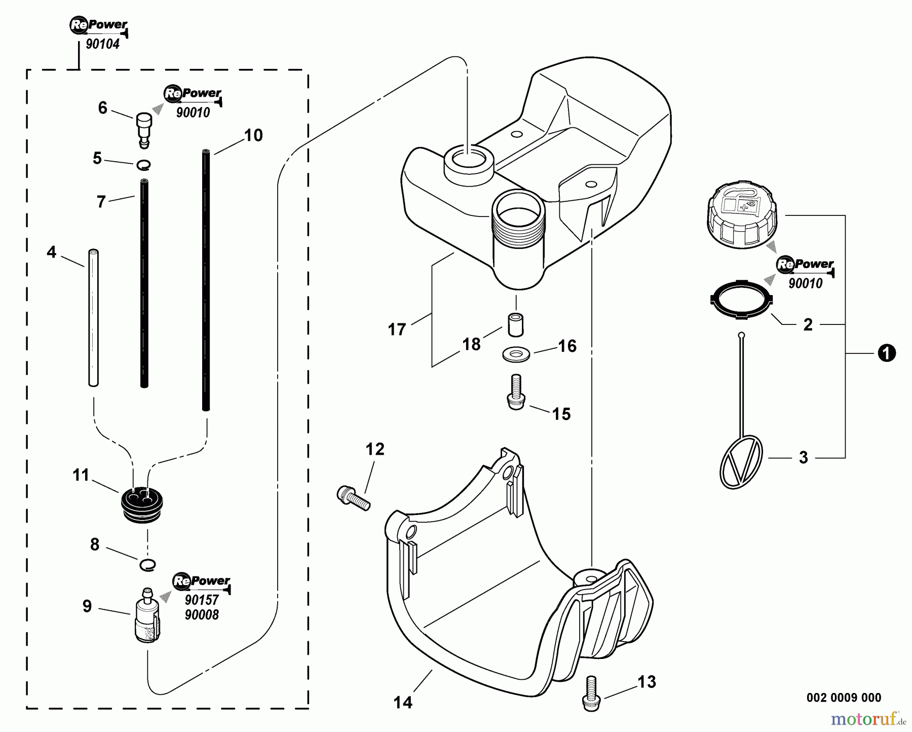 Echo Kantenschneider PE-231 - Echo Edger, S/N: 02001001 - 02999999 Fuel System