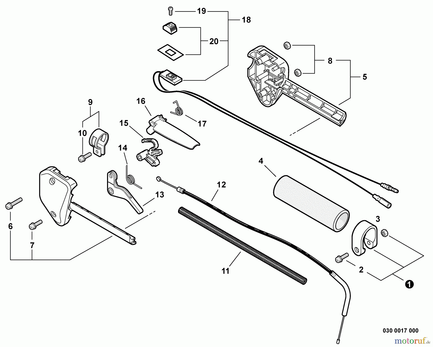 Echo Trimmer, Faden / Bürste PAS-230 - Echo Power Unit, Control Handle, Control Cable Assembly