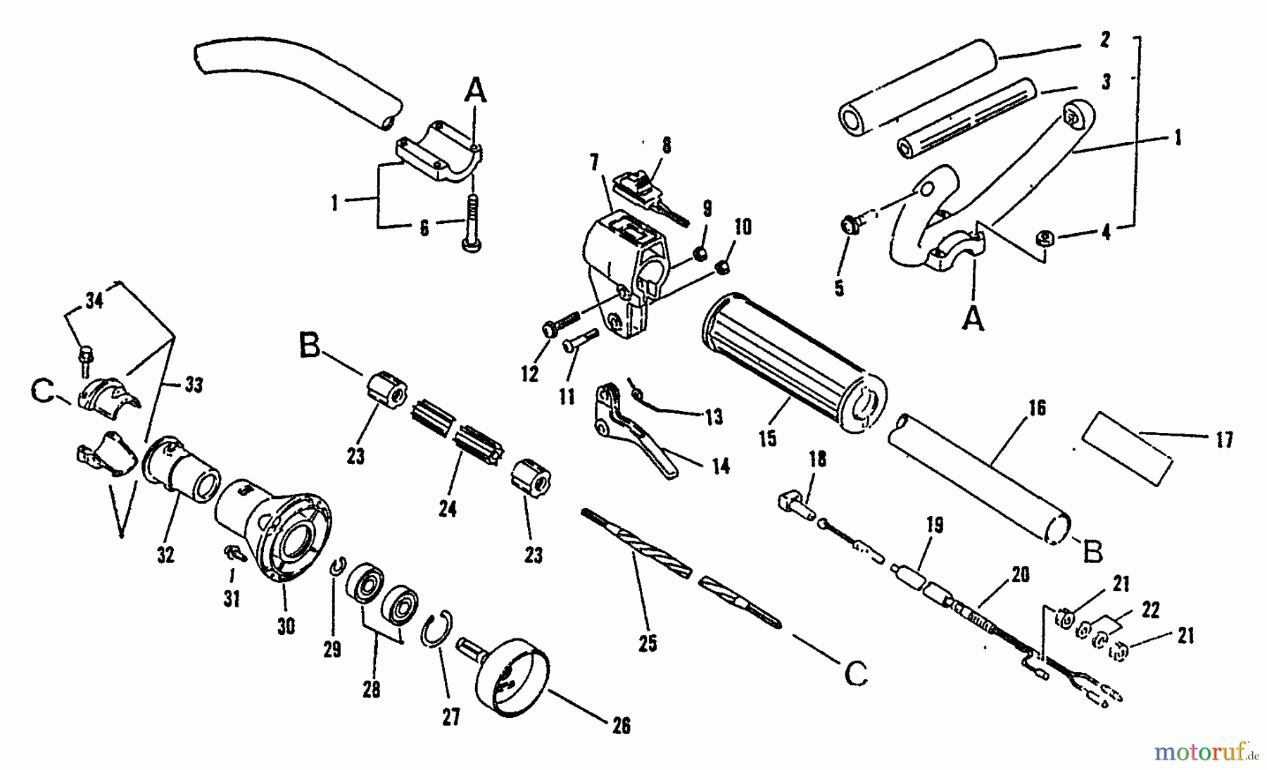 Echo Kantenschneider PE-2400 - Echo Edger, S/N: 001001 - 008000 Clutch Housing, Driveshaft, Handles, Ignition Switch, Throttle