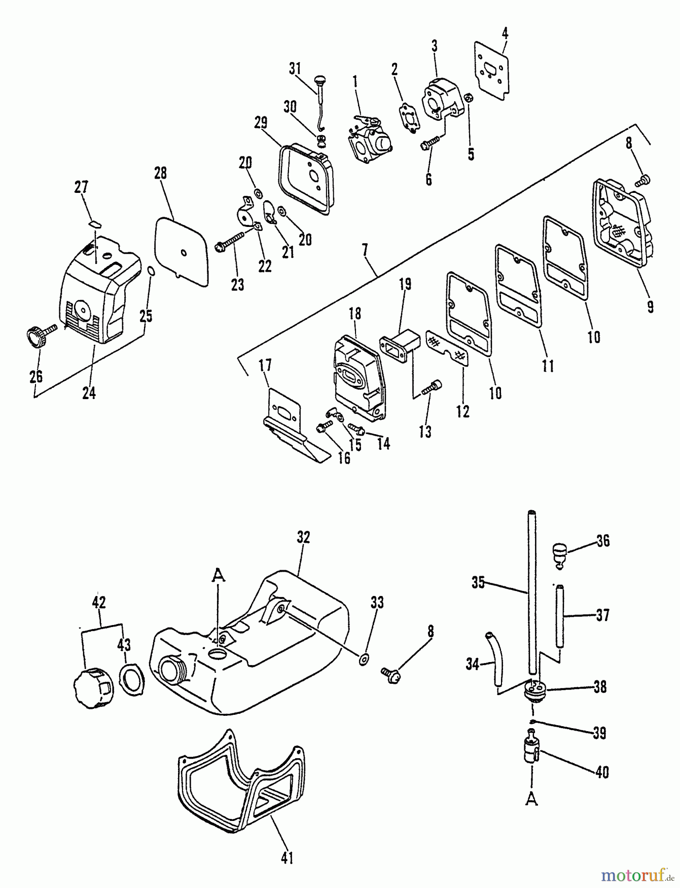 Echo Kantenschneider PE-2400 - Echo Edger, S/N: 008001 - 018099 Intake, Exhaust, Air Cleaner