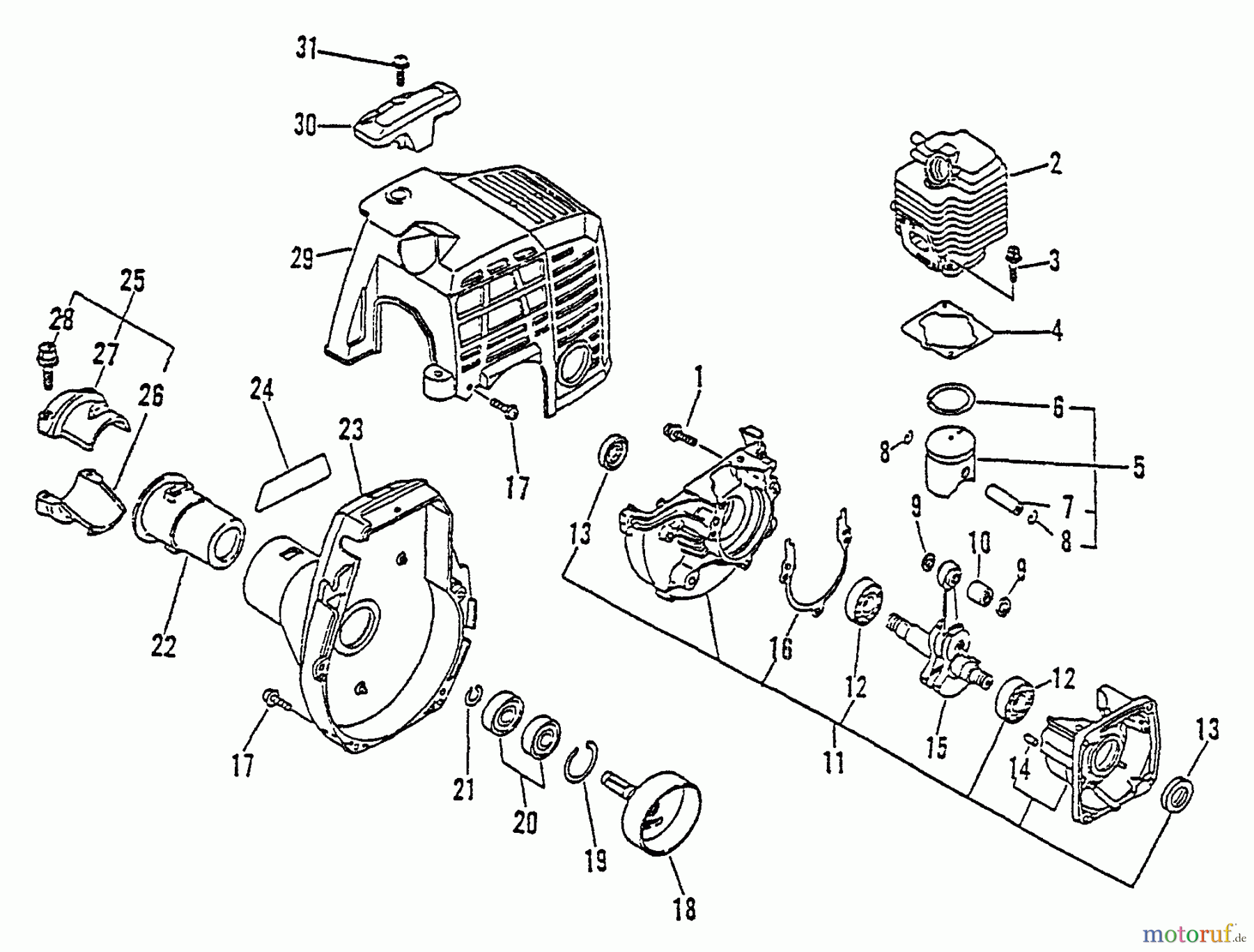  Echo Kantenschneider PE-2400 - Echo Edger, S/N: 018100 - 040060 Engine, Crankcase, Fan Housing, Cover