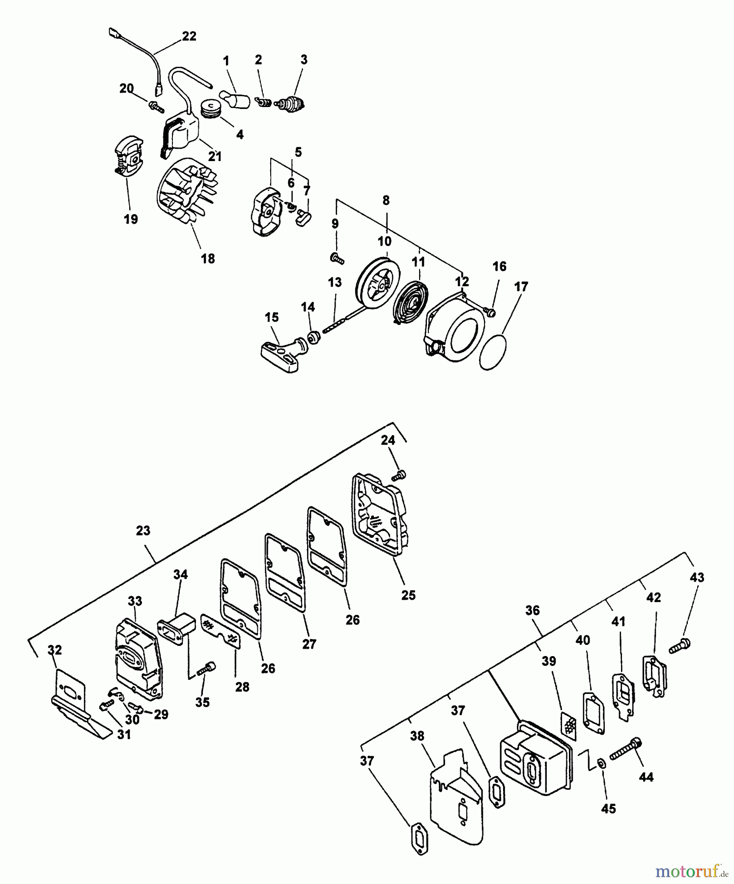 Echo Kantenschneider PE-2400 - Echo Edger, S/N: 040061 - 999999 Clutch, Exhaust, Ignition, Starter