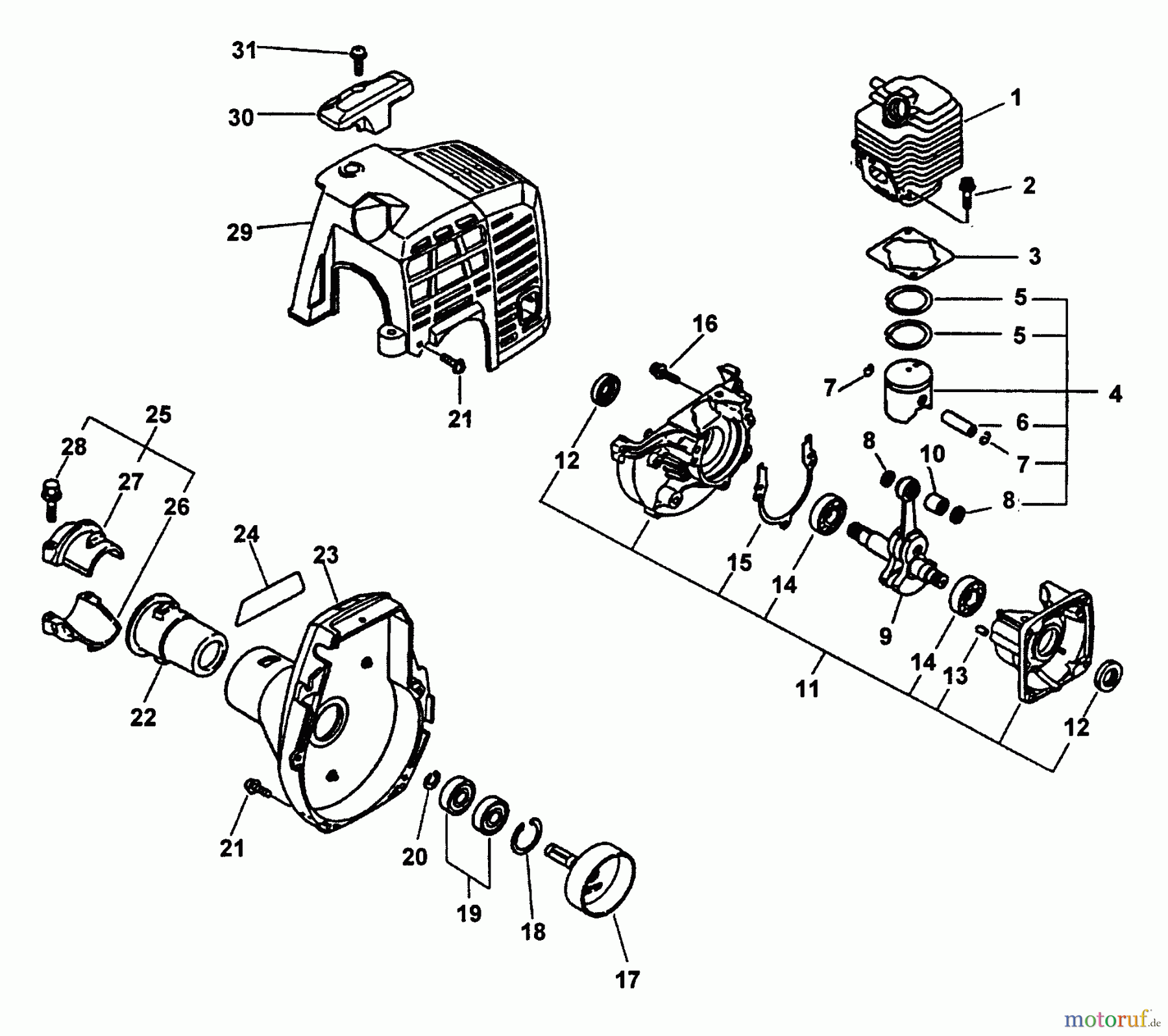  Echo Kantenschneider PE-2400 - Echo Edger, S/N: 040061 - 999999 Crankcase, Engine, Fan Case