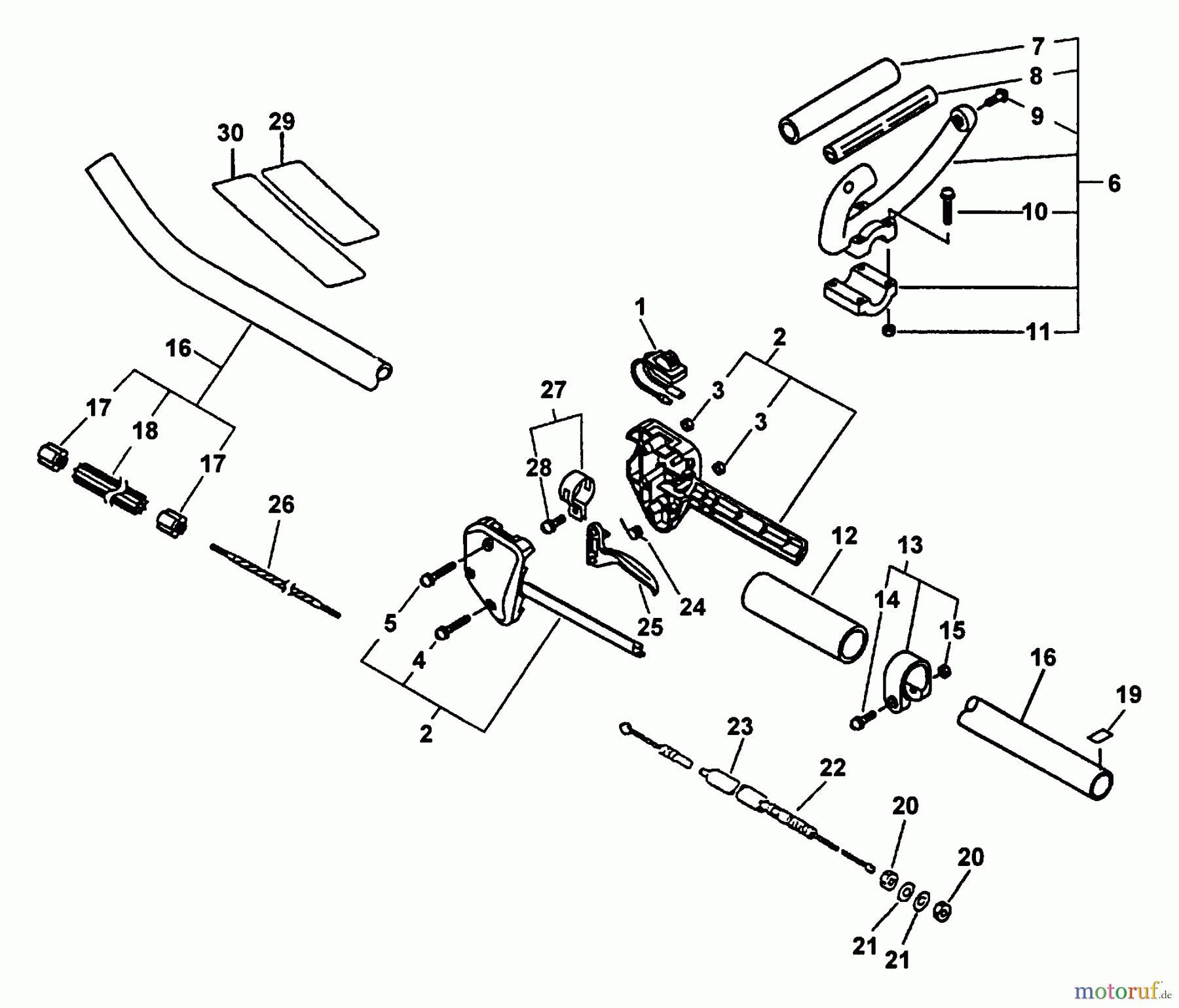  Echo Kantenschneider PE-2400 - Echo Edger, S/N: 040061 - 999999 Driveshaft, Handles, Throttle, Stop Switch