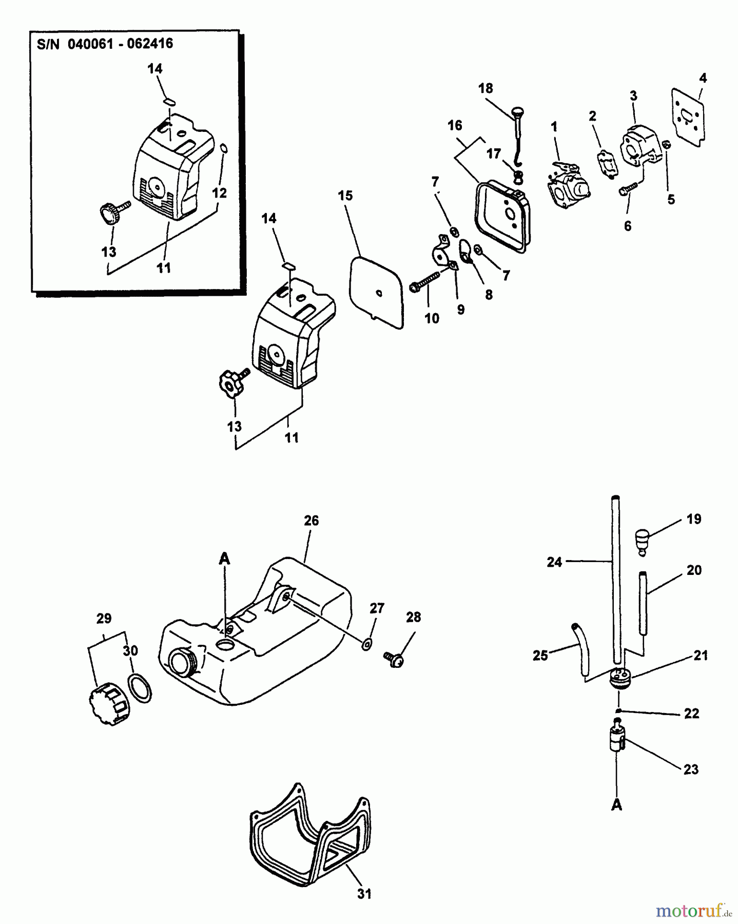  Echo Kantenschneider PE-2400 - Echo Edger, S/N: 040061 - 999999 Intake, Air Cleaner, Fuel System
