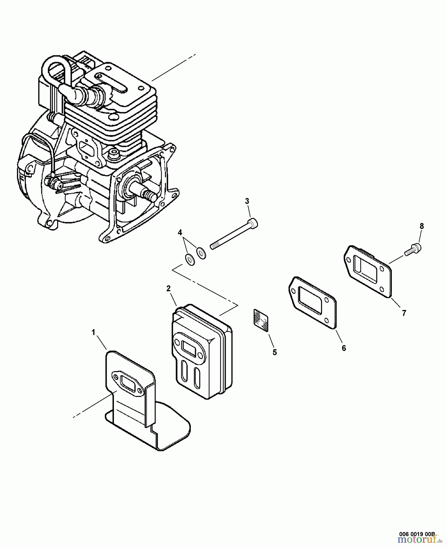 Echo Trimmer, Faden / Bürste SRM-260S - Echo String Trimmer, S/N:04001001 - 04999999 Exhaust