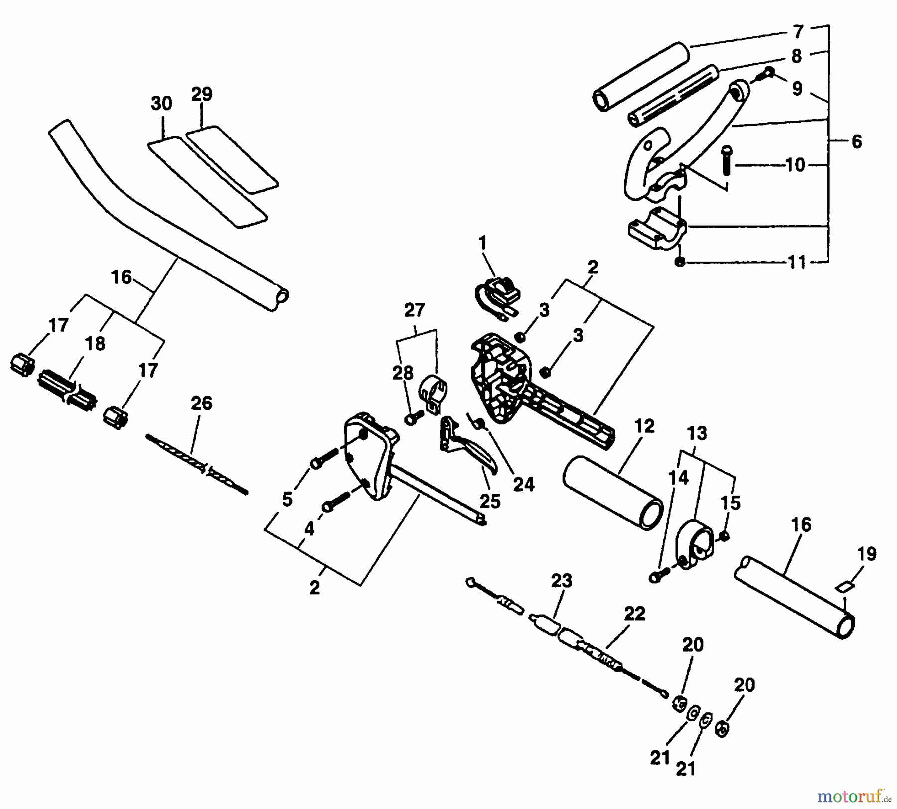 Echo Kantenschneider PE-2601 - Echo Edger (Type 1E) Driveshaft, Handles, Throttle, Stop Switch