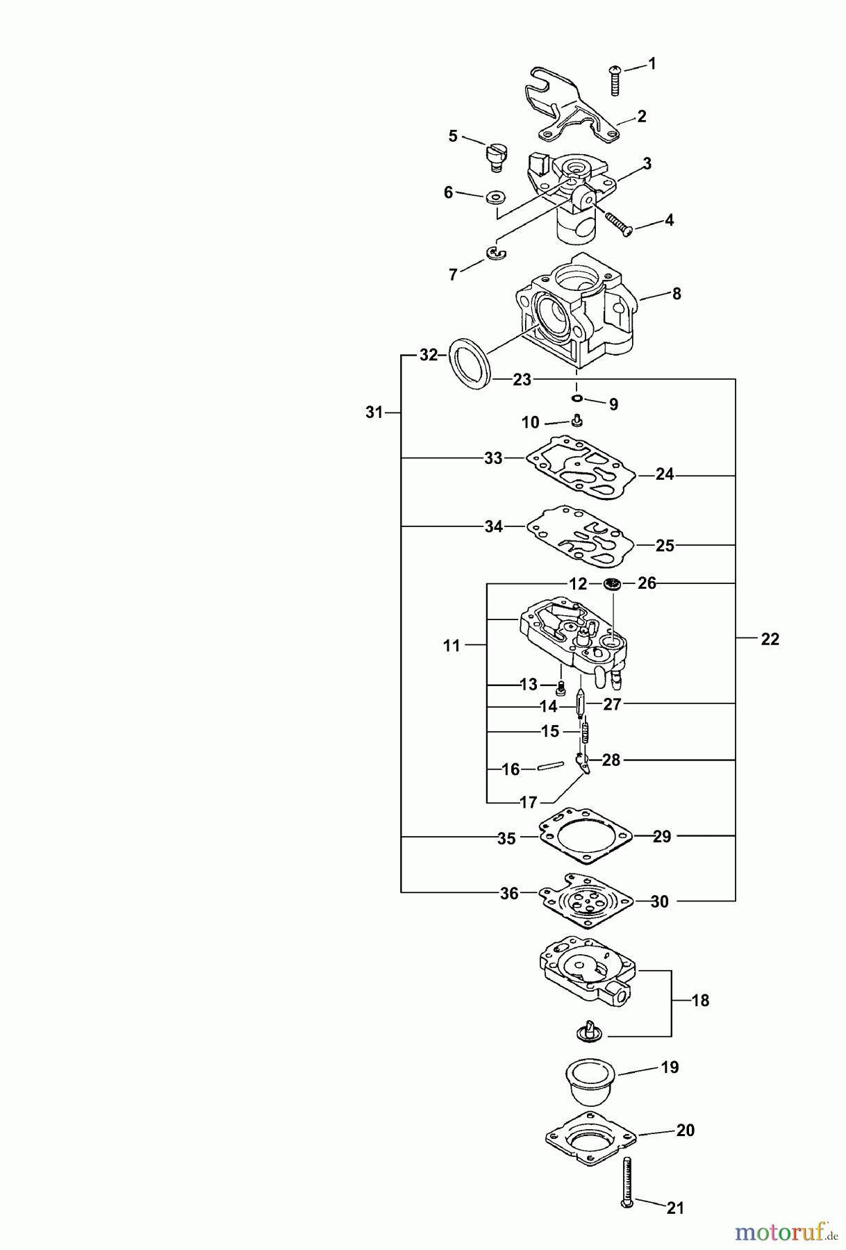 Echo Kantenschneider PE-260 - Echo Edger, S/N: 05001001 - 05999999 Carburetor -- WYJ-315 S/N: 05001001 - 05005743