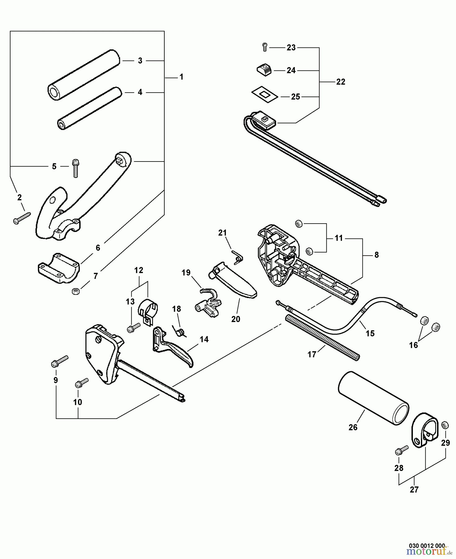 Echo Kantenschneider PE-260 - Echo Edger, S/N: 06001001 - 06999999 Handles, Throttle Cable
