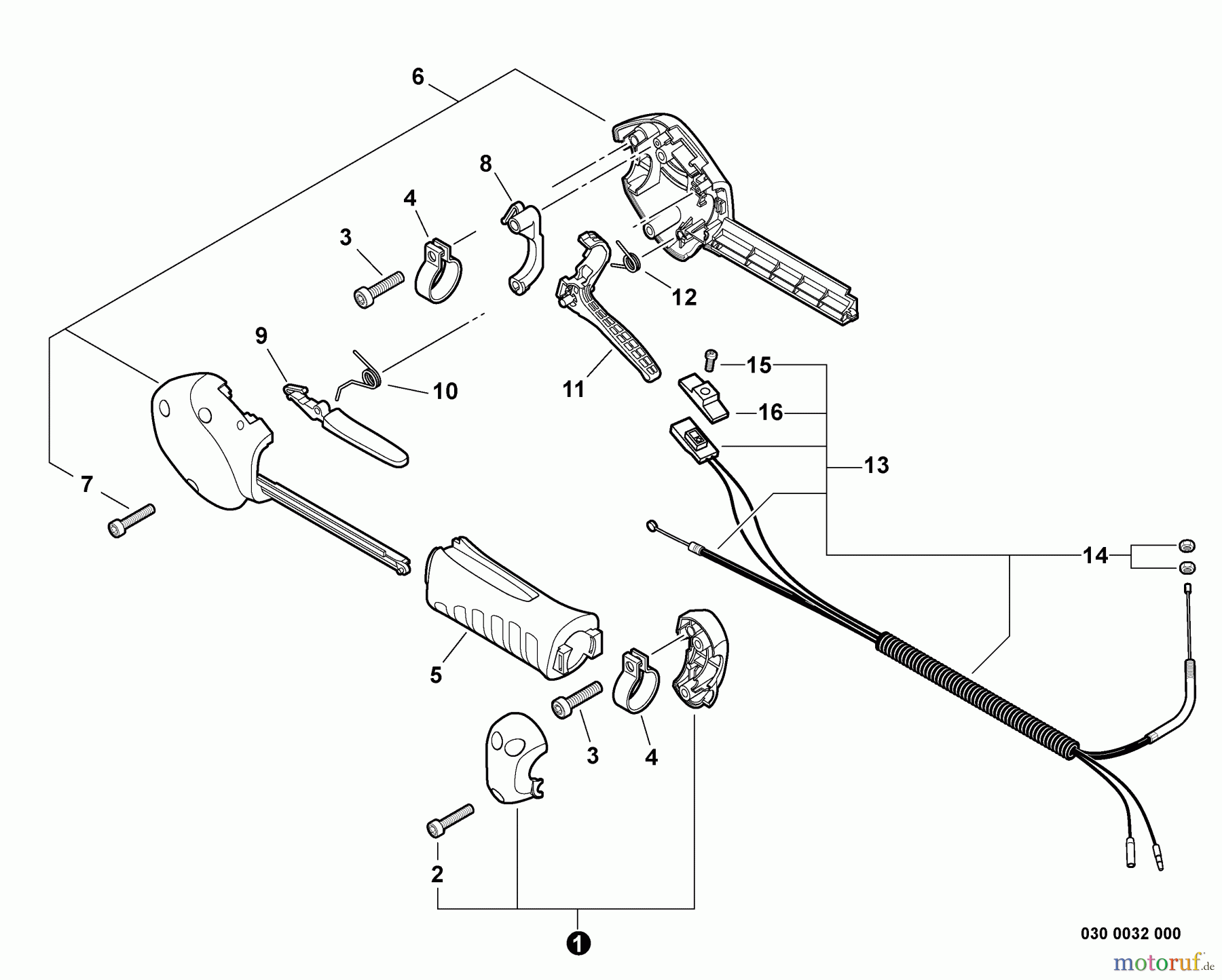 Echo Kantenschneider PE-280 - Echo Edger, S/N: S63012001001 - S63012999999 Control Handle, Control Cable Assembly S/N: S63012001001 - S63012012414