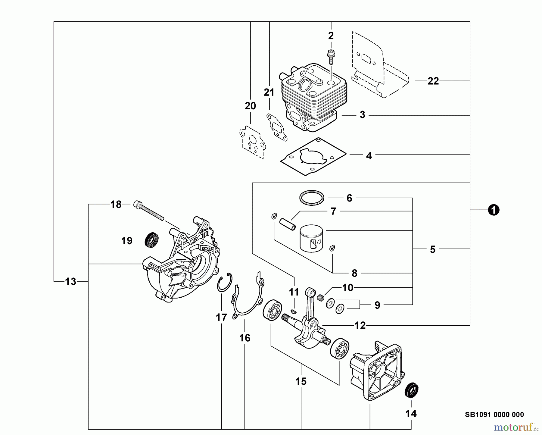 Echo Trimmer, Faden / Bürste SRM-280S - Echo String Trimmer, S/N:S74112001001 - S74112999999 Engine, Short Block -- SB1091