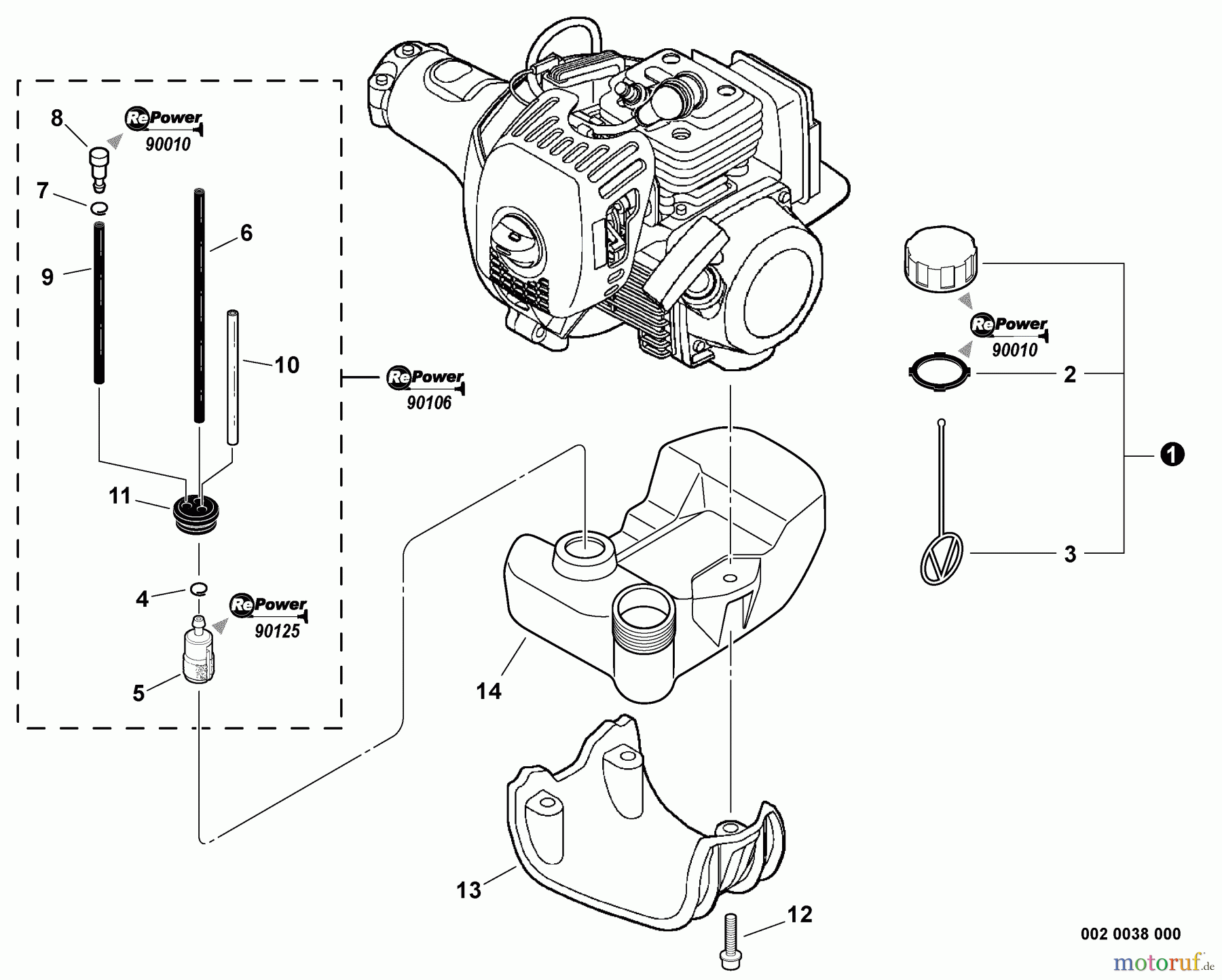 Echo Trimmer, Faden / Bürste SRM-280S - Echo String Trimmer, S/N:S74112001001 - S74112999999 Fuel System S/N: S74112001001 - S74112009443