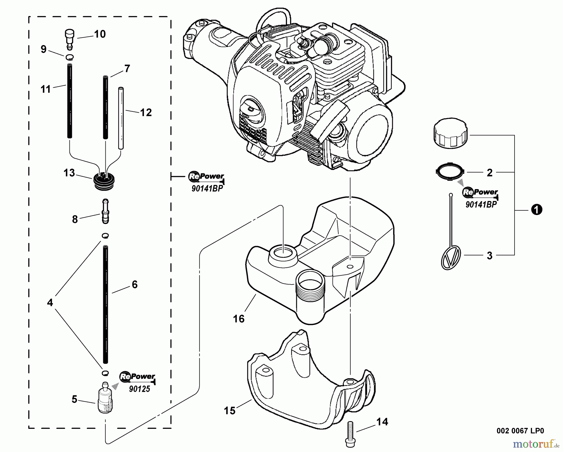 Echo Trimmer, Faden / Bürste SRM-280S - Echo String Trimmer, S/N:S74112001001 - S74112999999 Fuel System S/N: S74112009444 - S74112999999