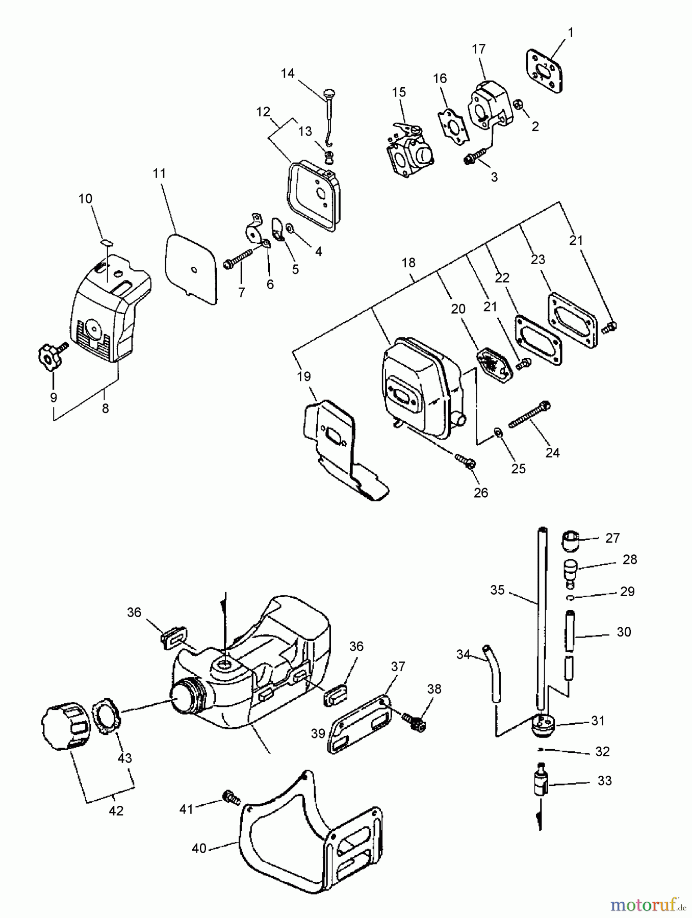  Echo Kantenschneider PE-3100 - Echo Edger (Type 1E) Intake, Air Filter, Exhaust, Fuel System