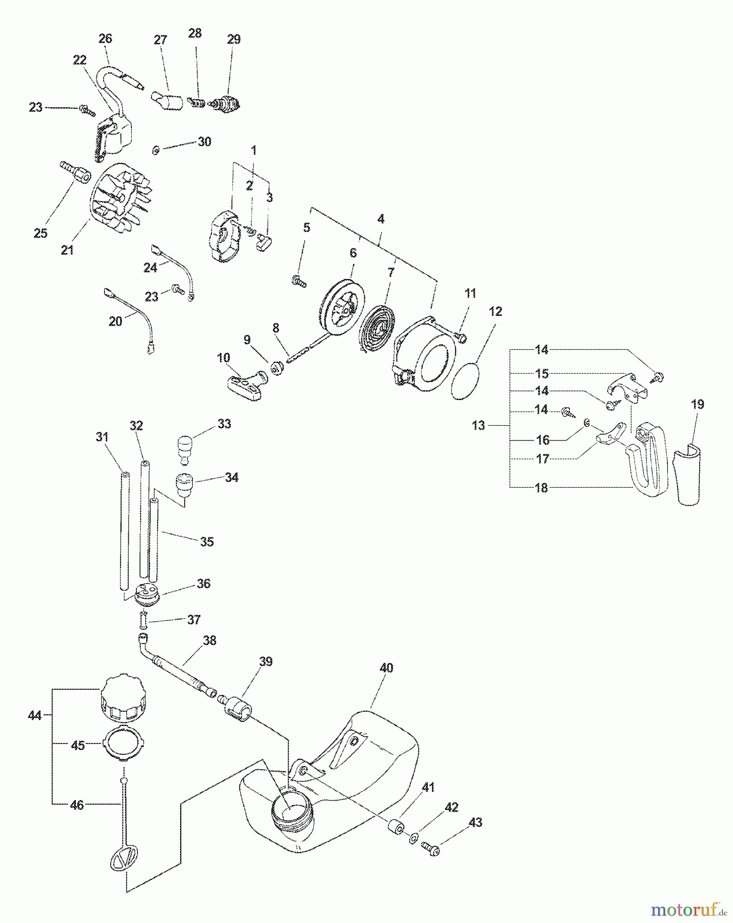 Echo Bläser / Sauger / Häcksler / Mulchgeräte ES-2100 - Echo Shredder/Vacuum (Type 1) Clutch, Fuel System, Ignition, Starter