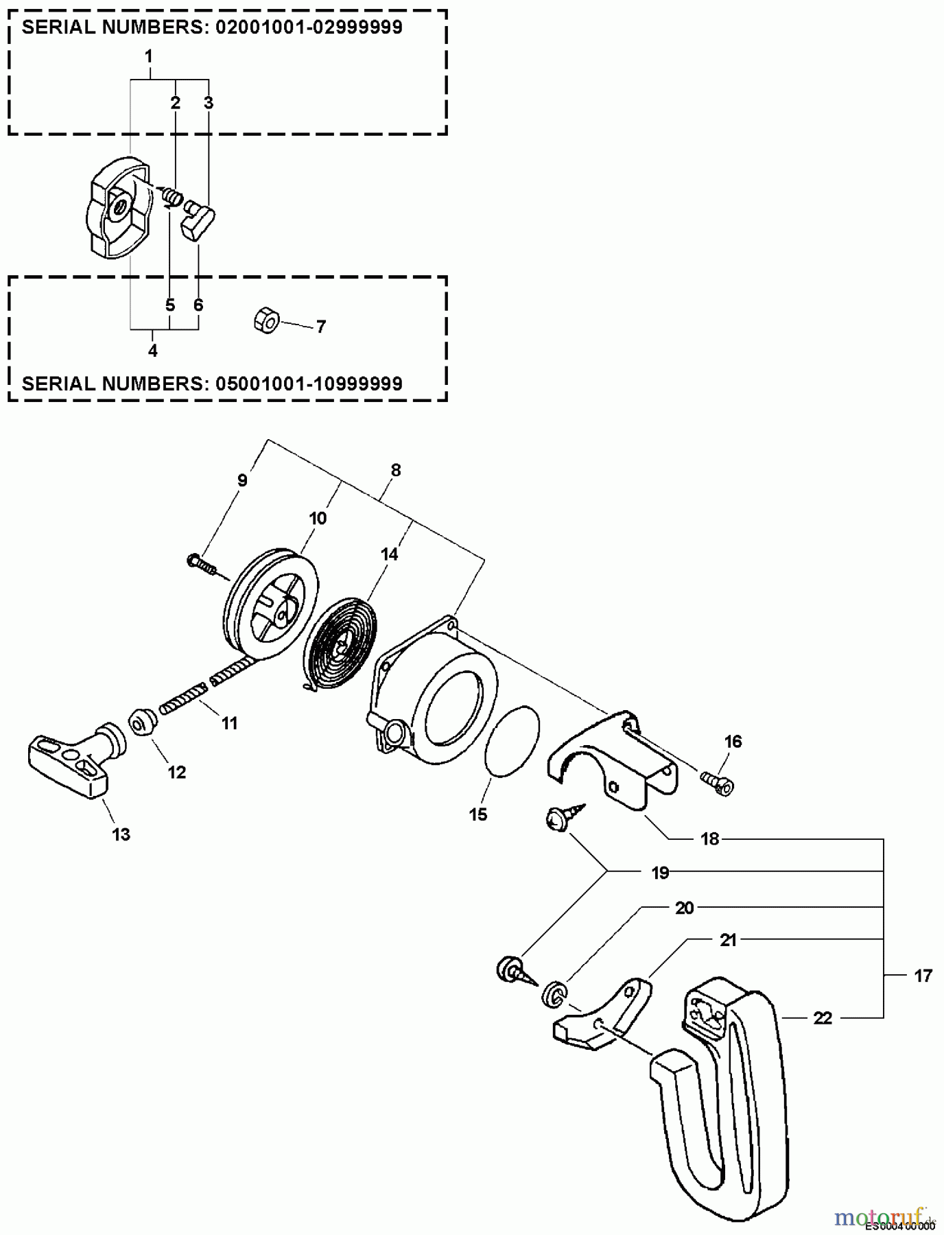 Echo Bläser / Sauger / Häcksler / Mulchgeräte ES-211 - Echo Shredder/Vacuum, S/N: 02001001 - 02999999 Starter, Side Handle