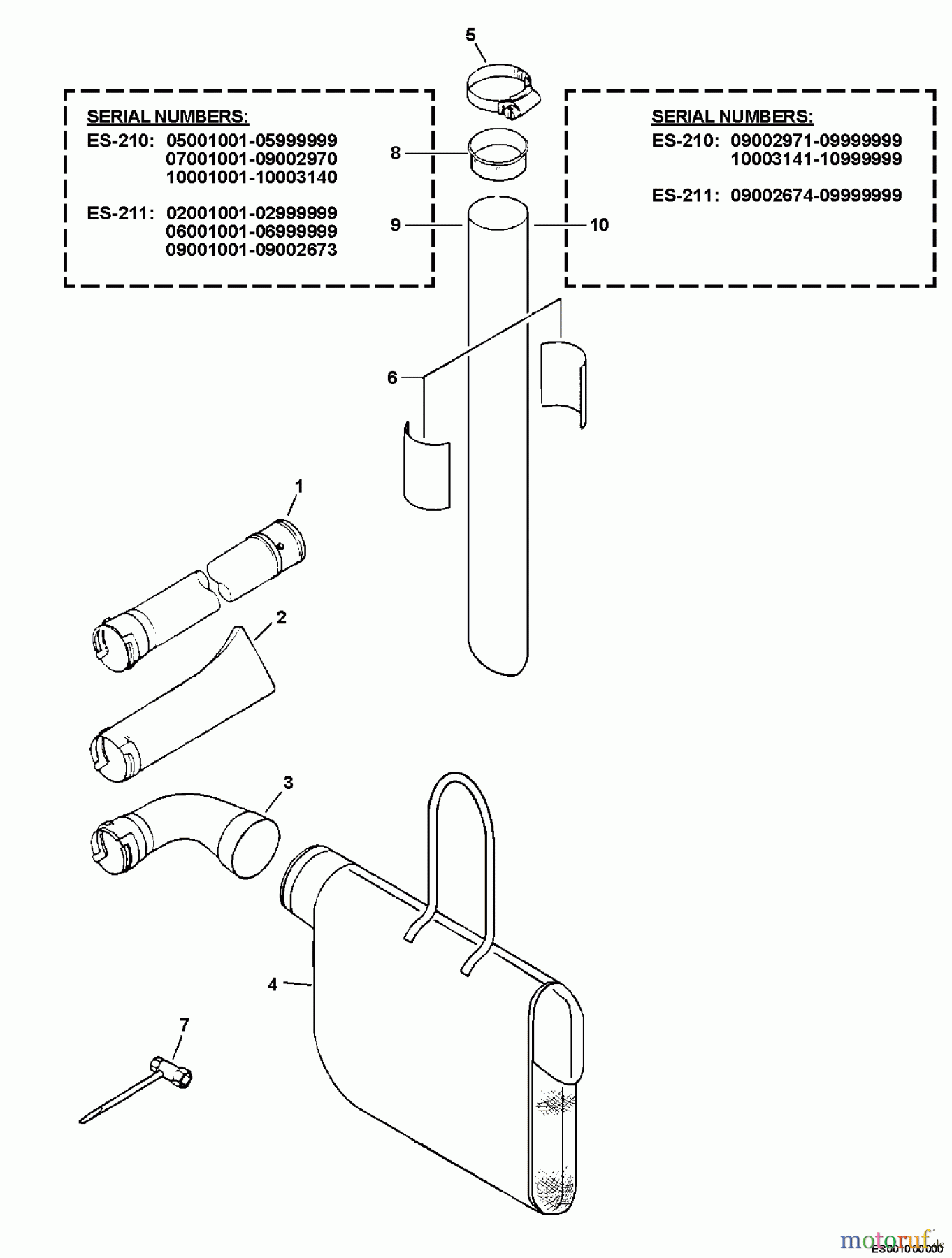 Echo Bläser / Sauger / Häcksler / Mulchgeräte ES-210 - Echo Shredder/Vacuum, S/N: 08001001 - 08999999 Blower Tubes, Dust Bag