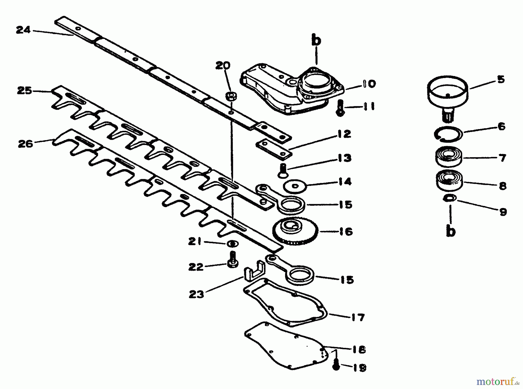 Echo Heckenscheren HC-1001 - Echo Hedge Trimmer, S/N: 001001 - 008000 Gear Case, Blades, Clutch Drum