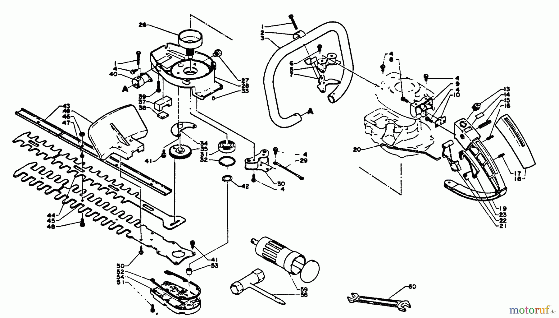 Echo Heckenscheren HC-140 - Echo Hedge Trimmer Gear Case, Handles, Blades, Throttle, Tools