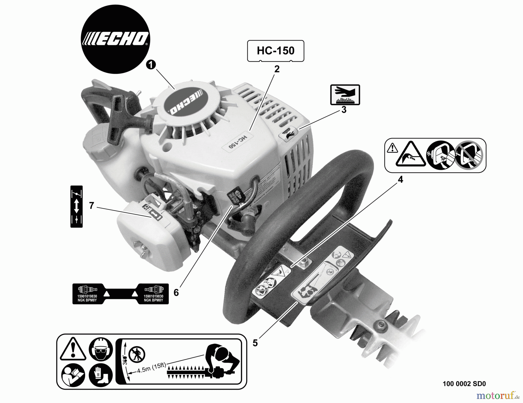  Echo Trimmer, Faden / Bürste GT-200i - Echo String Trimmer, S/N:08001001 - 08999999 Model Labels