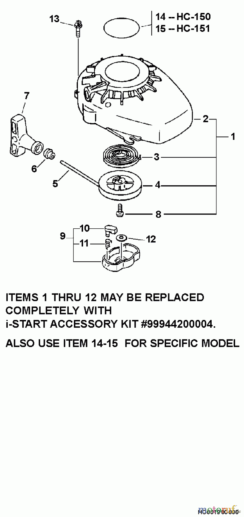 Echo Heckenscheren HC-150 - Echo Hedge Trimmer, S/N: 07001001 - 07999999 Standard Starter