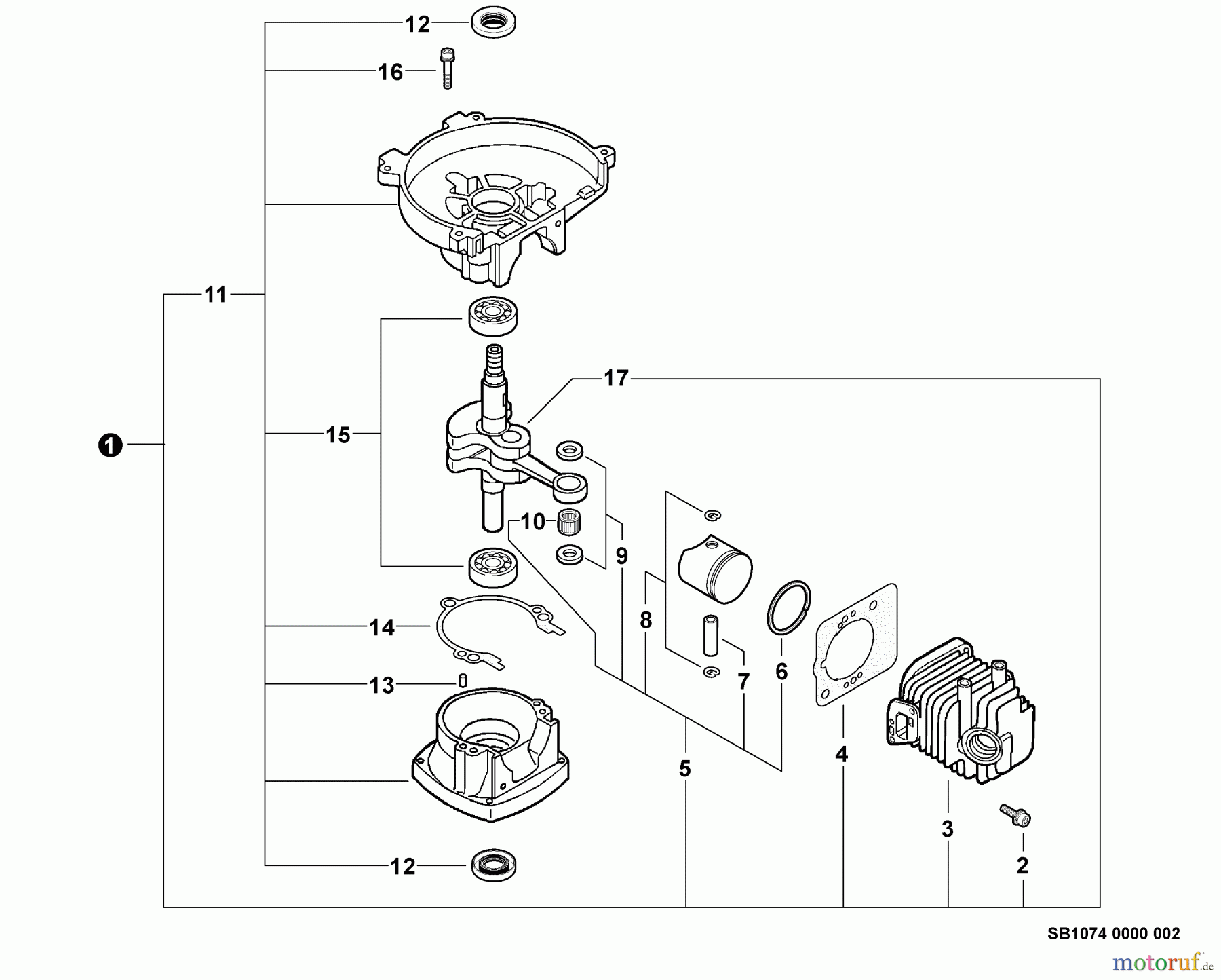 Echo Heckenscheren HC-152 - Echo Hedge Trimmers, S/N: S94213001001 - S94213999999 Engine, Short Block -- SB1074