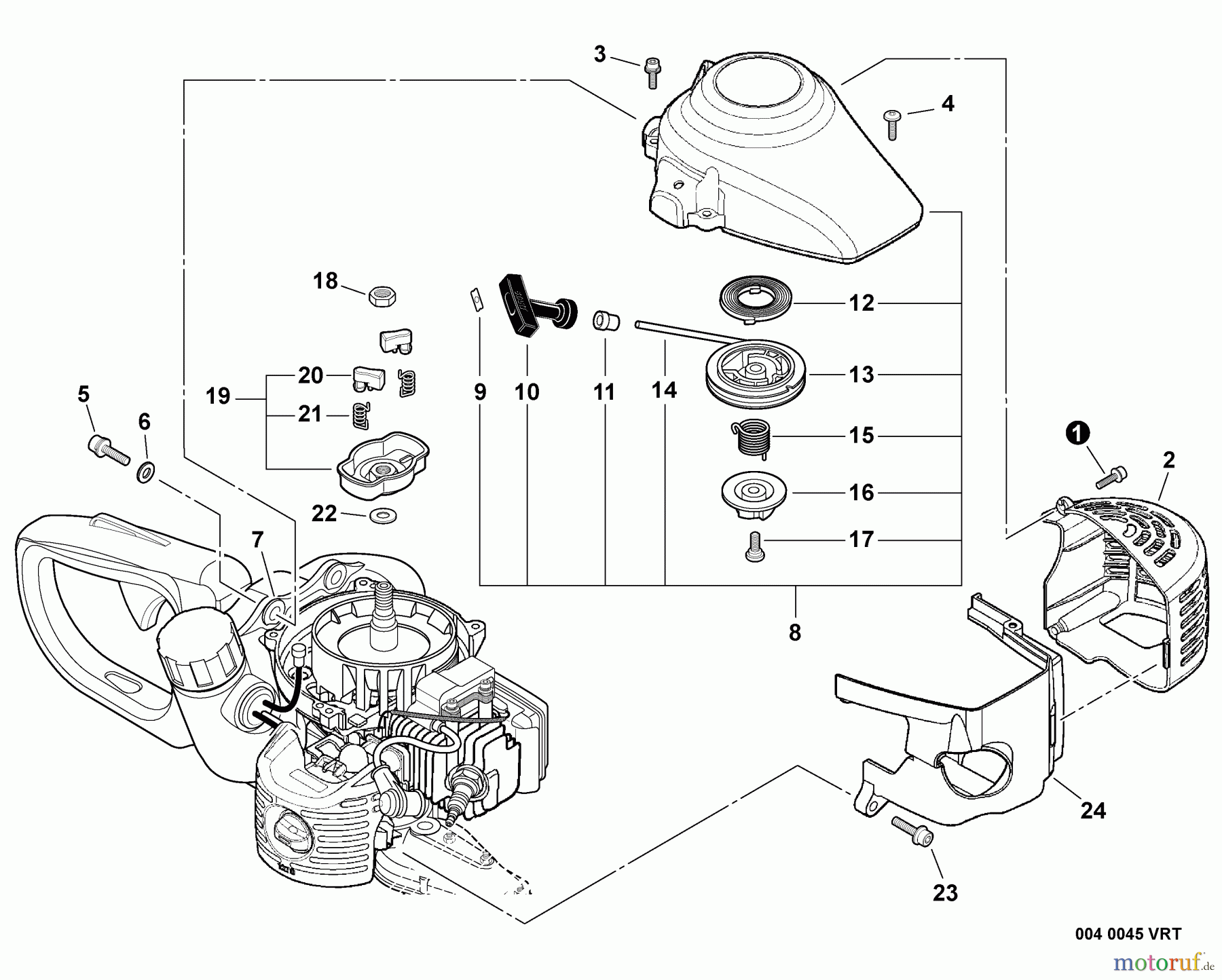 Echo Heckenscheren HC-155 - Echo Hedge Trimmer, S/N: S68011001001 - S68011999999 Starter, Engine Cover