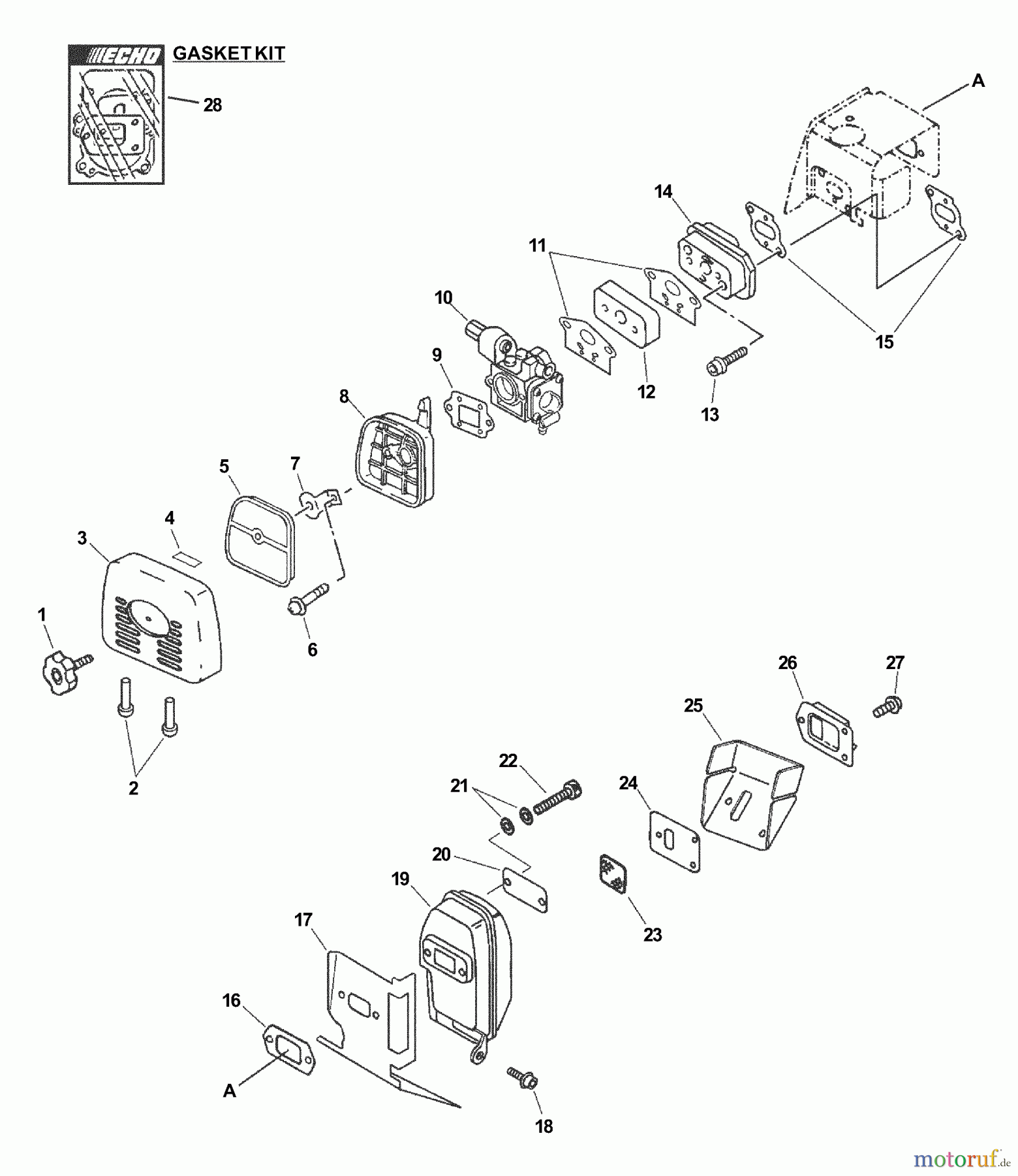 Echo Bläser / Sauger / Häcksler / Mulchgeräte ES-231 - Echo Shredder/Vacuum, S/N: 02001001 - 02999999 Intake, Exhaust