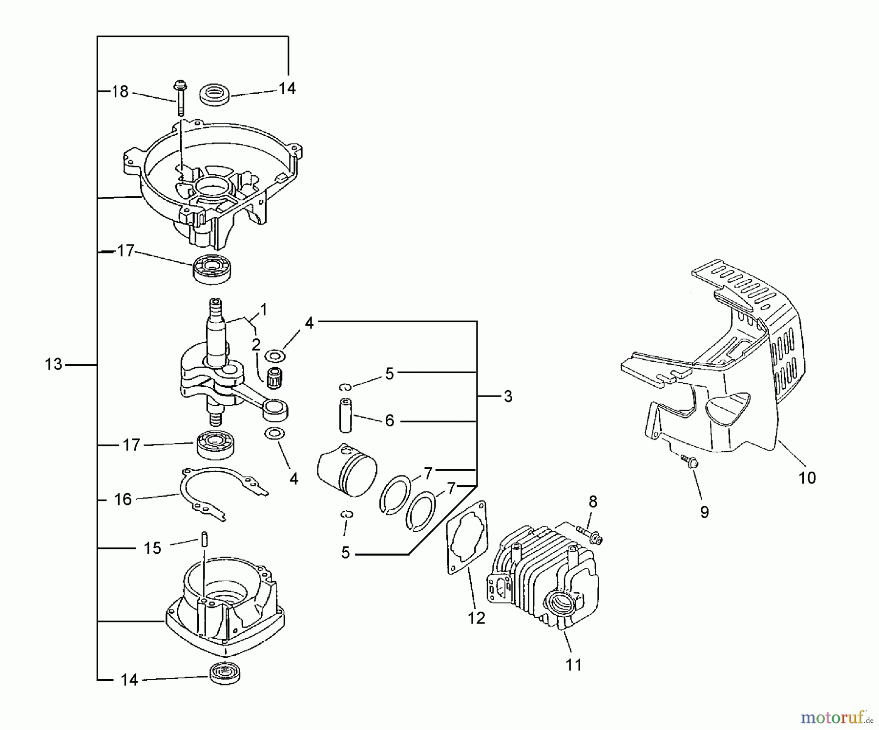  Echo Heckenscheren HC-1600 - Echo Hedge Trimmer (Type 1) Engine, Crankcase, Cover