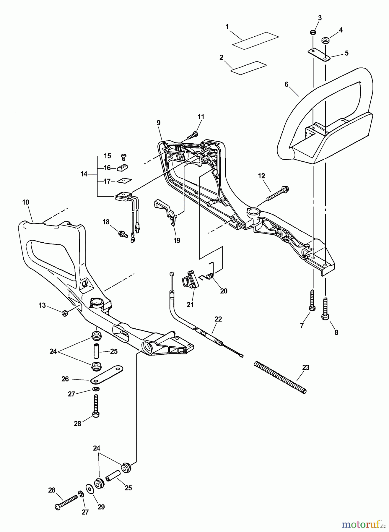 Echo Heckenscheren HC-161 - Echo Hedge Trimmer, S/N: 06001001 - 06999999 Stop Switch, Throttle Cable, Handles