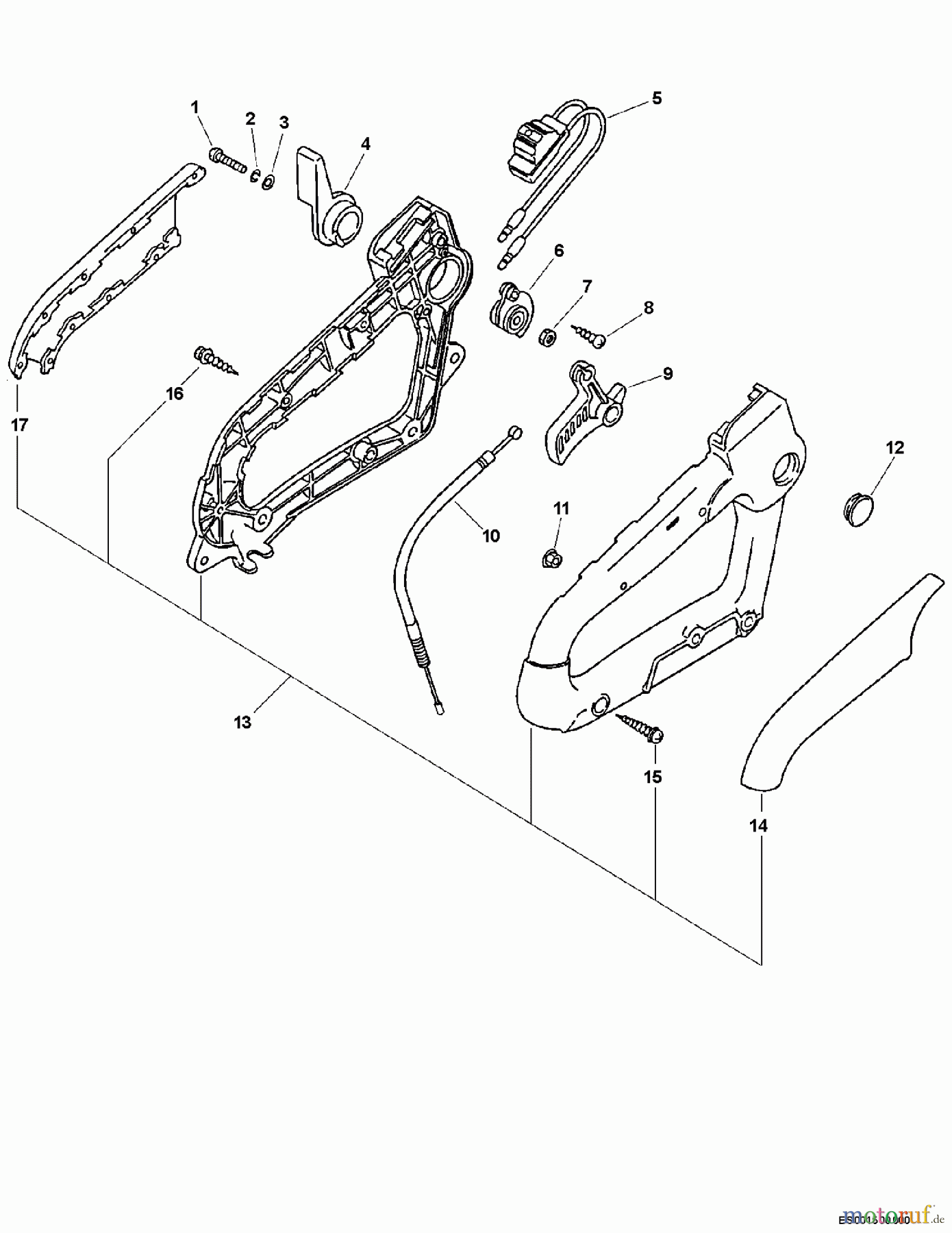 Echo Bläser / Sauger / Häcksler / Mulchgeräte ES-231 - Echo Shredder/Vacuum, S/N: 06001001 - 06999999 Handle, Ignition Switch, Throttle Cable