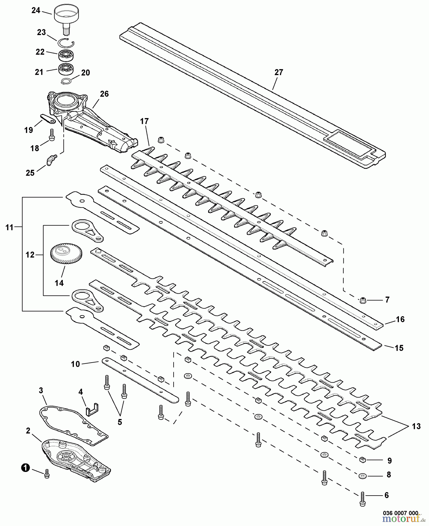Echo Heckenscheren HC-165 - Echo Hedge Trimmer, S/N: S69411001001 - S69411999999 Gear Case, Blades - WITHOUT Tip Guard