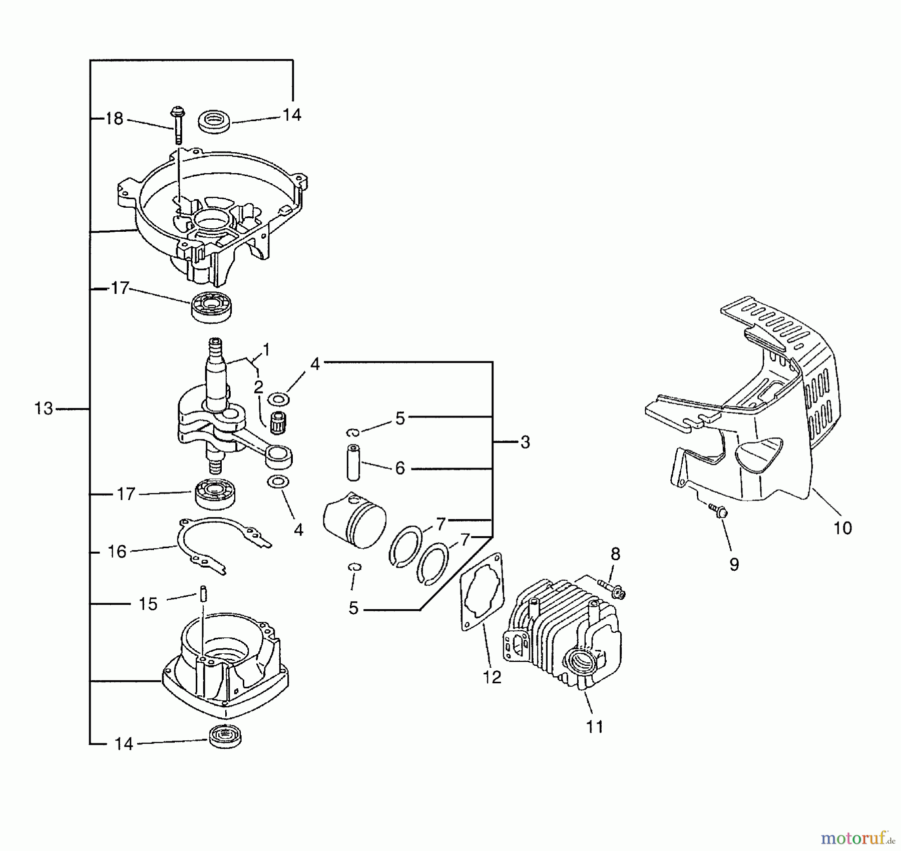 Echo Heckenscheren HC-1800 - Echo Hedge Trimmer (Type 1E) Crankcase, Cylinder Cover, Engine
