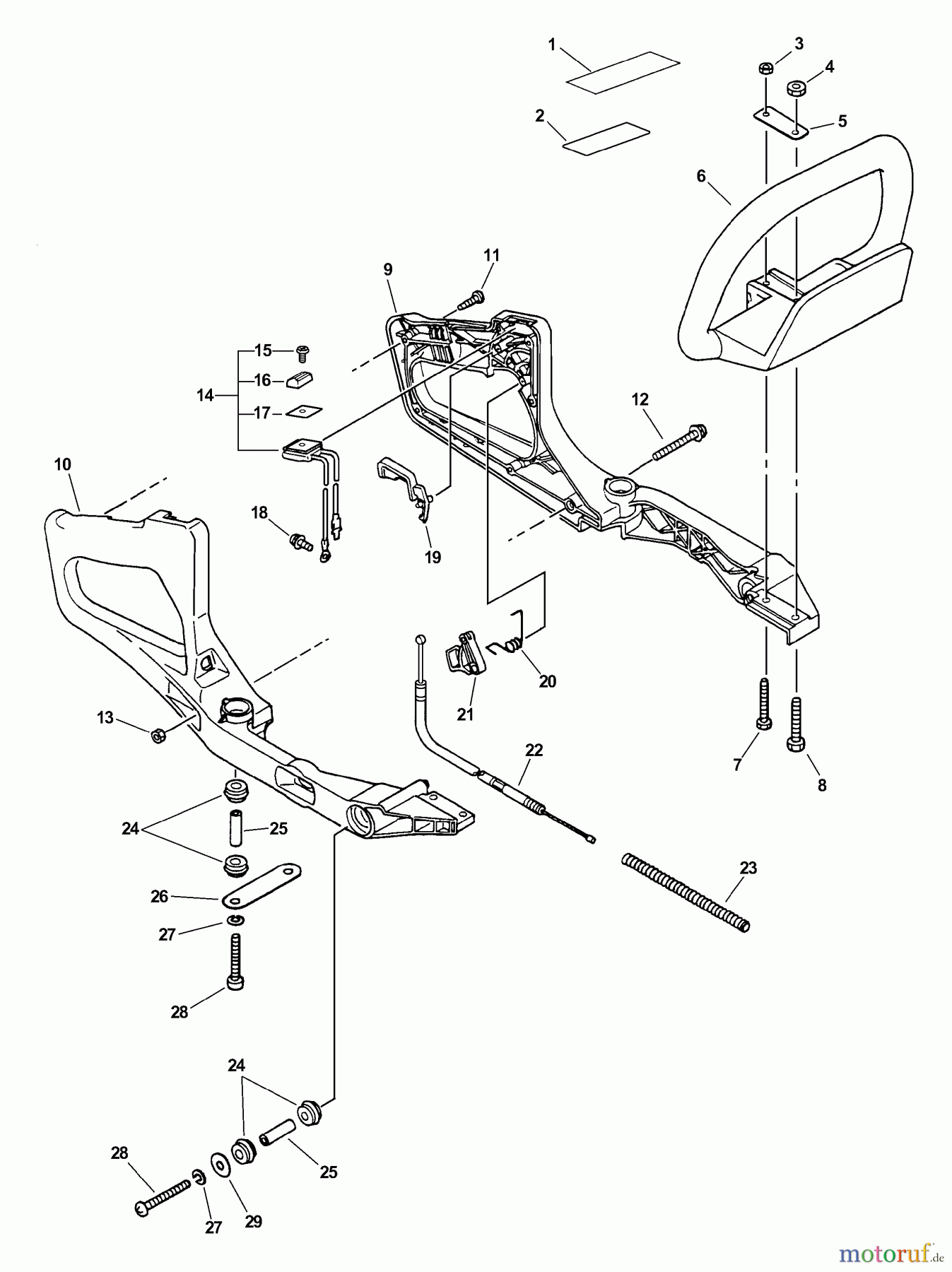 Echo Heckenscheren HC-180 - Echo Hedge Trimmer, S/N: 08001001 - 08999999 Handle, Throttle, Stop Switch