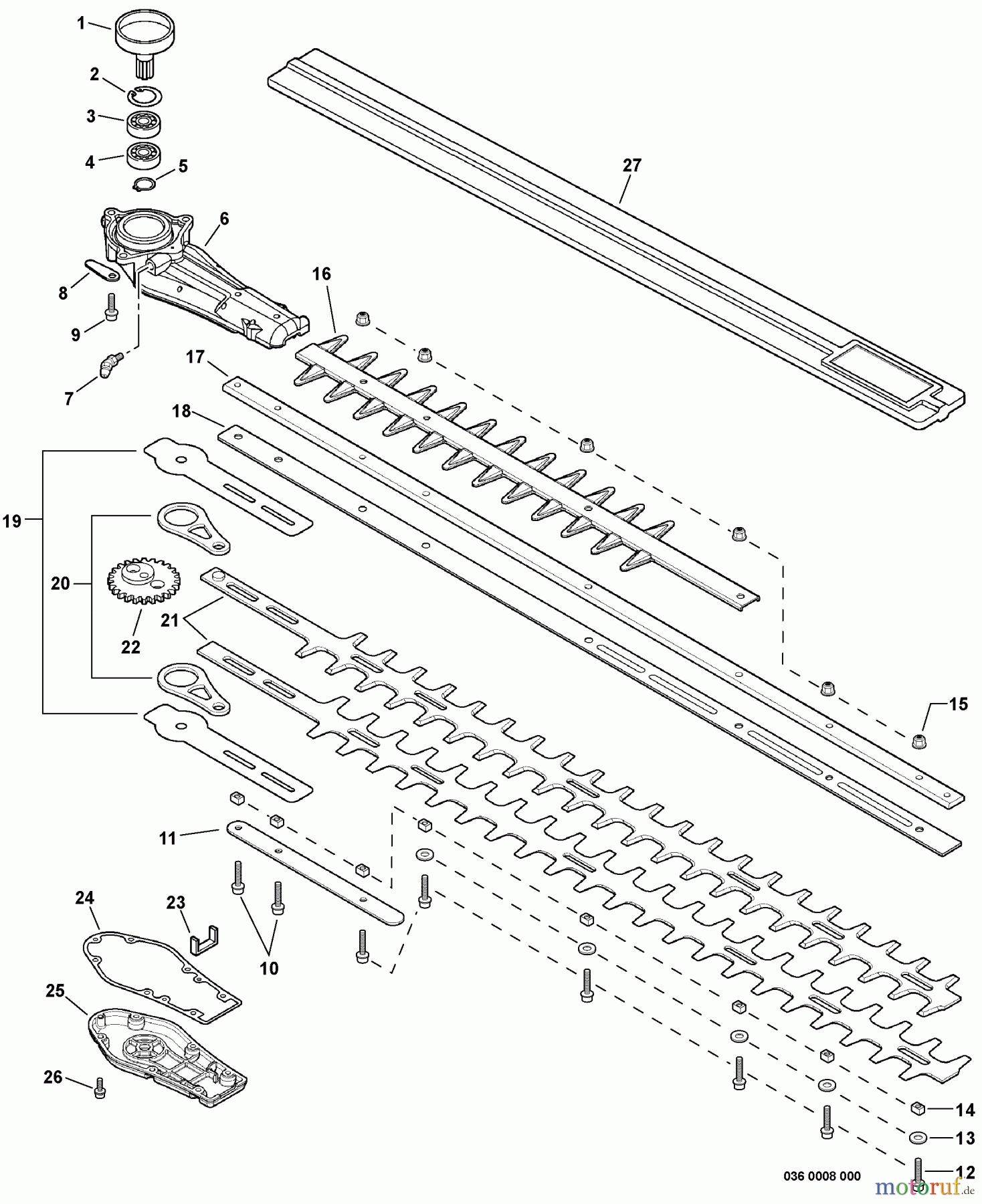 Echo Heckenscheren HC-185 - Echo Hedge Trimmer, S/N: S69511001001 - S69511999999 Gear Case, Blades