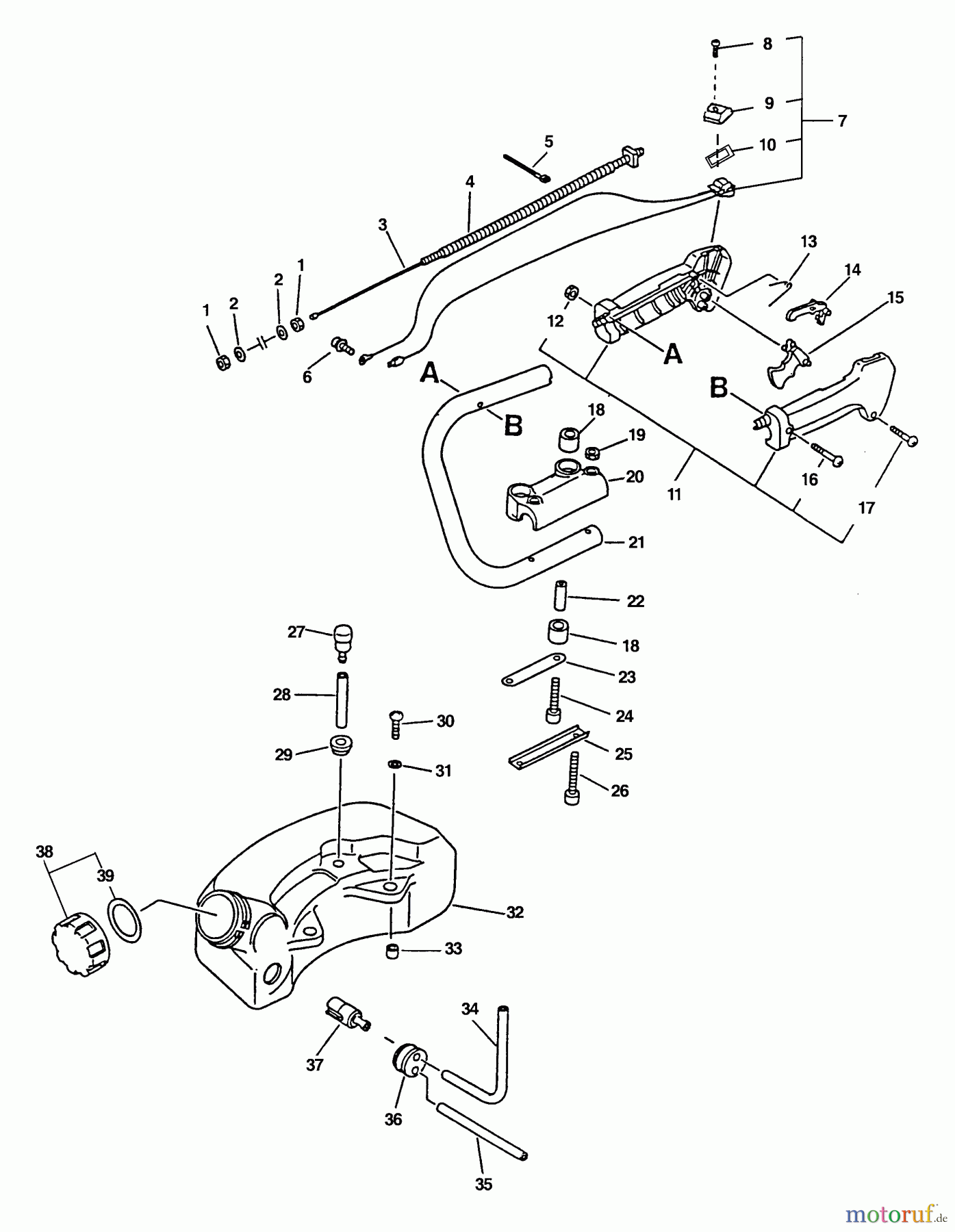 Echo Heckenscheren HC-2000 - Echo Hedge Trimmer (Type 1) Fuel System, Handles, Ignition Switch, Throttle