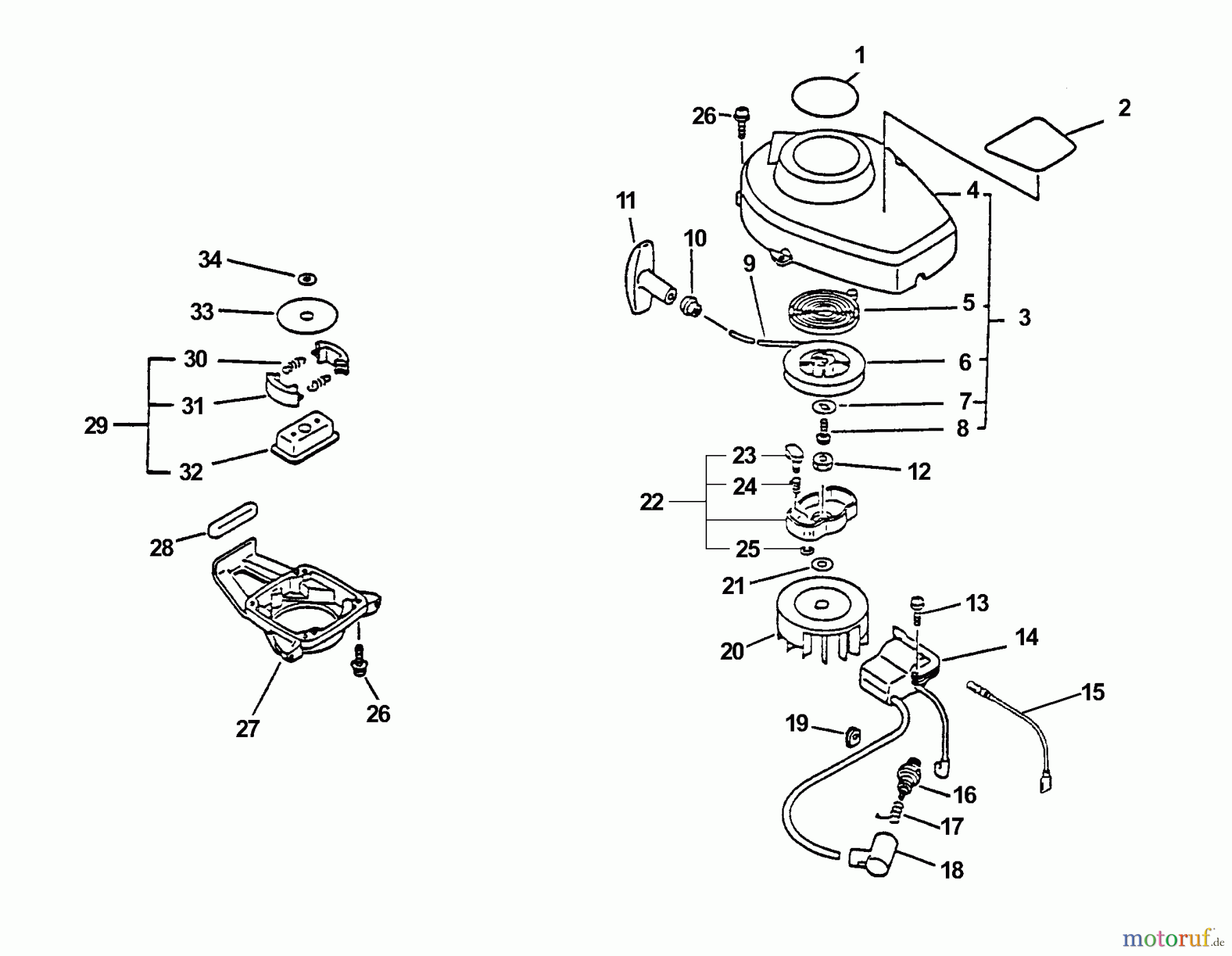 Echo Heckenscheren HC-2000 - Echo Hedge Trimmer (Type 1E) Clutch, Ignition, Starter