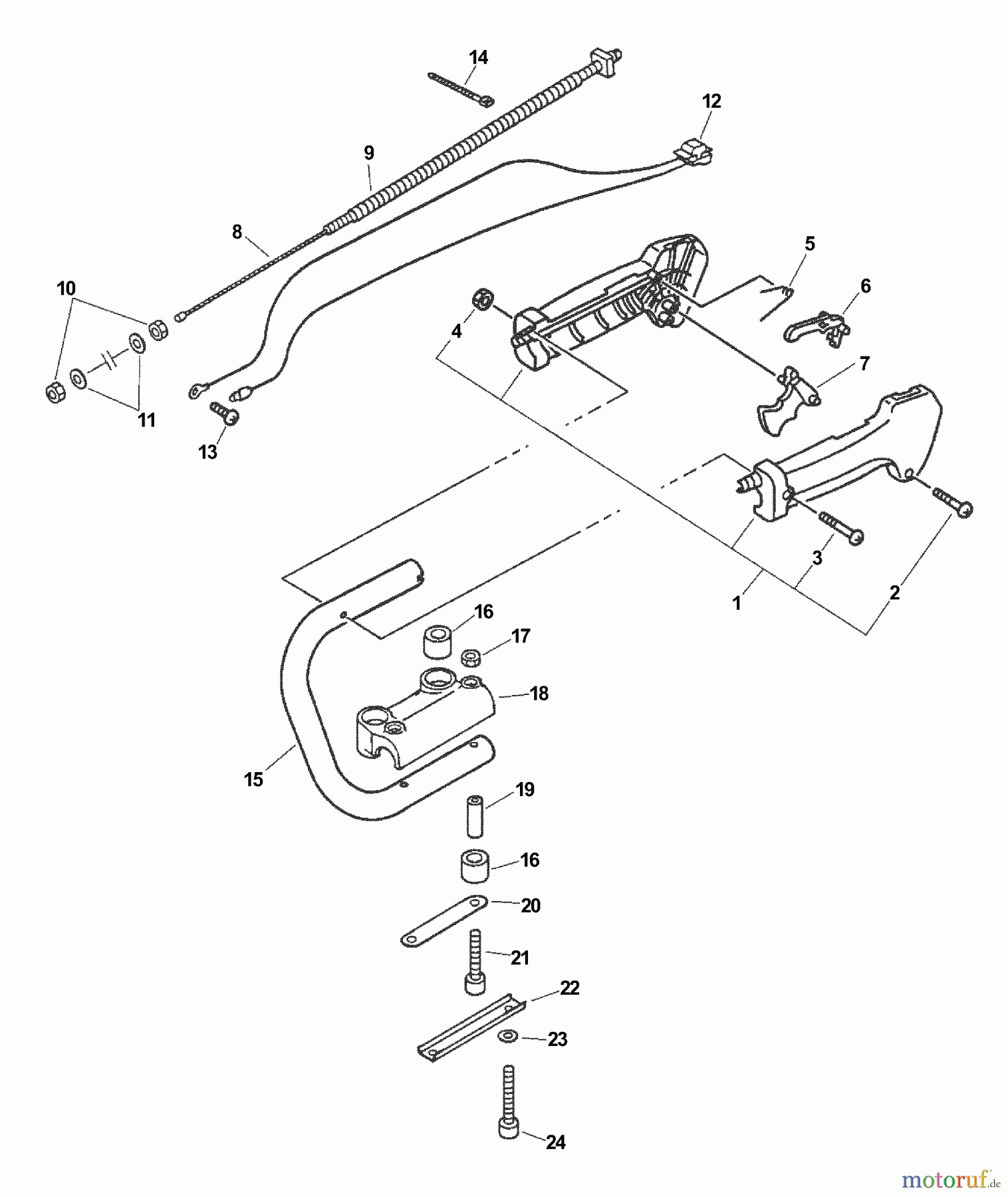 Echo Heckenscheren HC-201 - Echo Hedge Trimmer, S/N: 02001001 - 02999999 Handle, Ignition Switch, Throttle Cable
