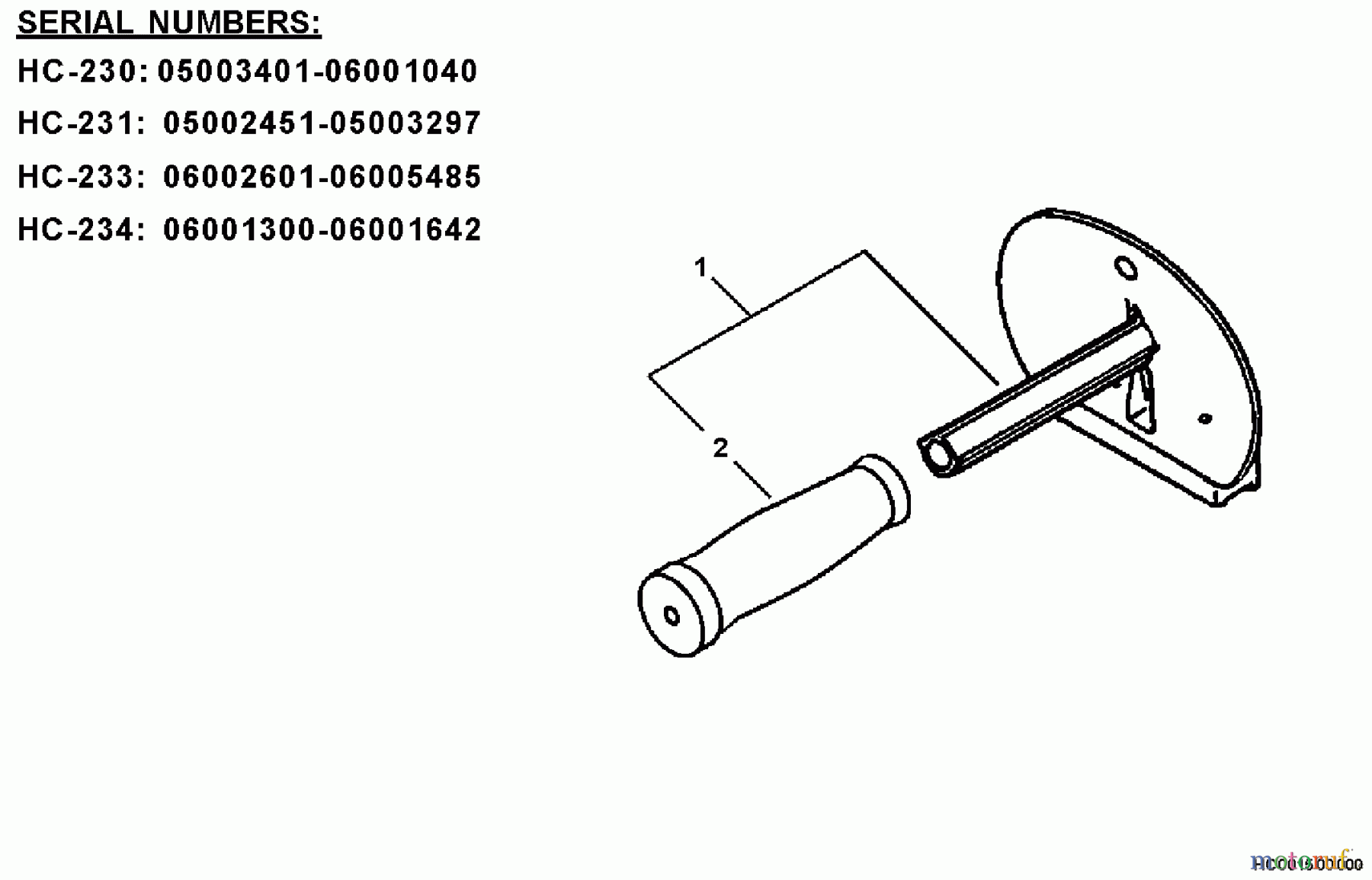 Echo Heckenscheren HC-233 - Echo Hedge Trimmer, S/N: 06001001 - 06999999 Side Handle S/N: 06002601 - 06005485
