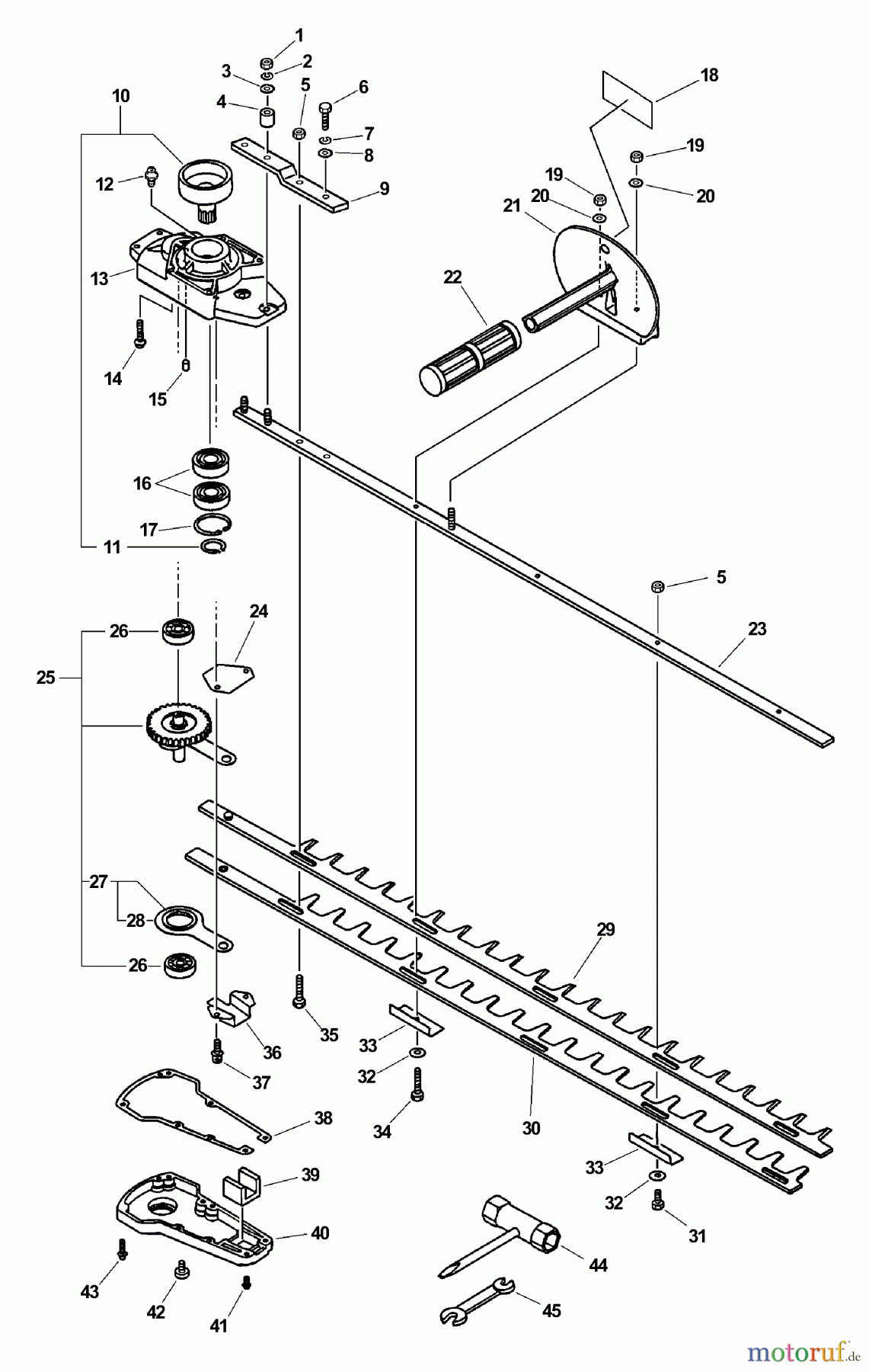 Echo Heckenscheren HC-2410 - Echo Hedge Trimmer (Type 1) Gear Case, Blades, Tools