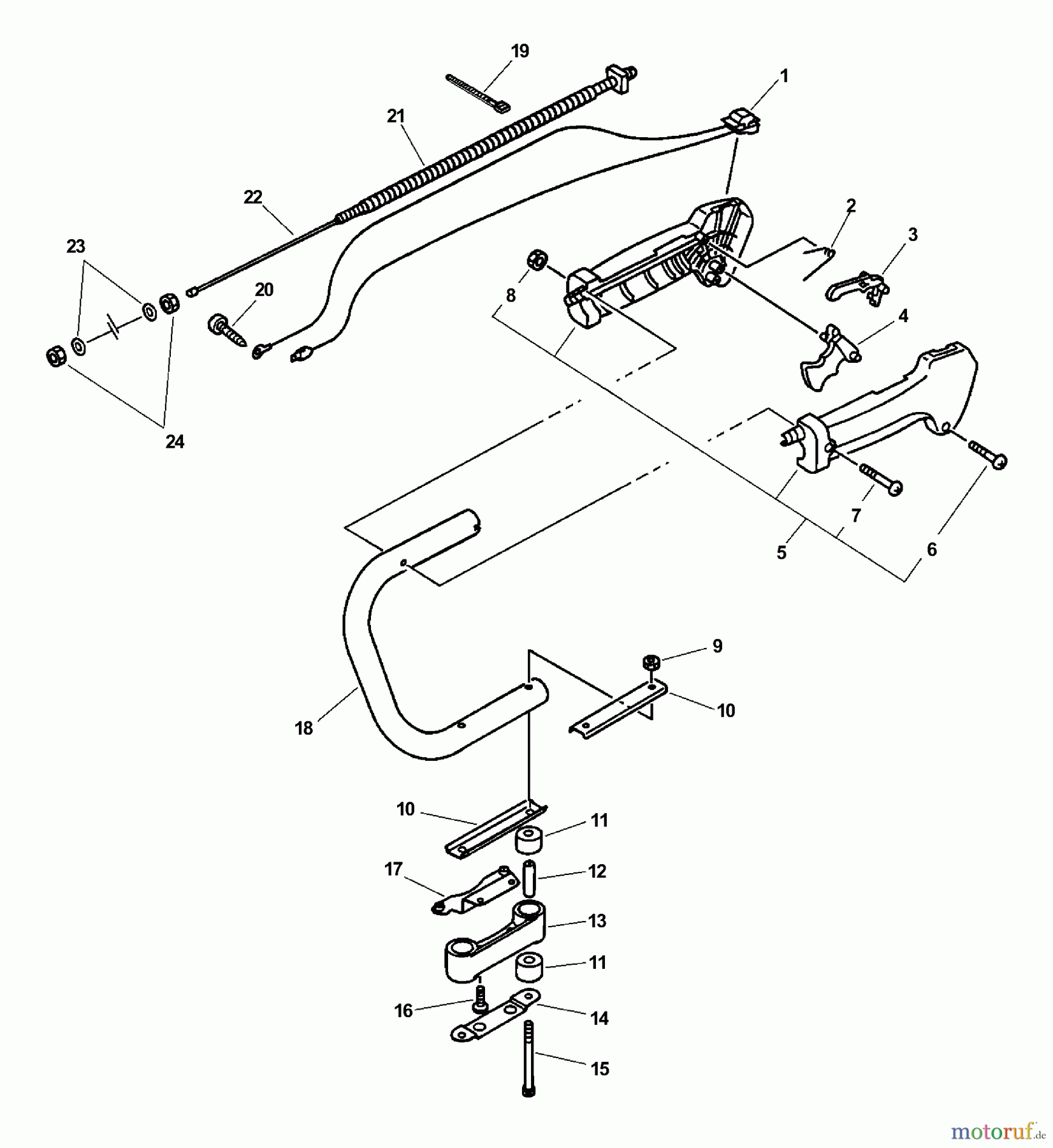  Echo Heckenscheren HC-2410 - Echo Hedge Trimmer (Type 1) Handles, Ignition Switch, Throttle