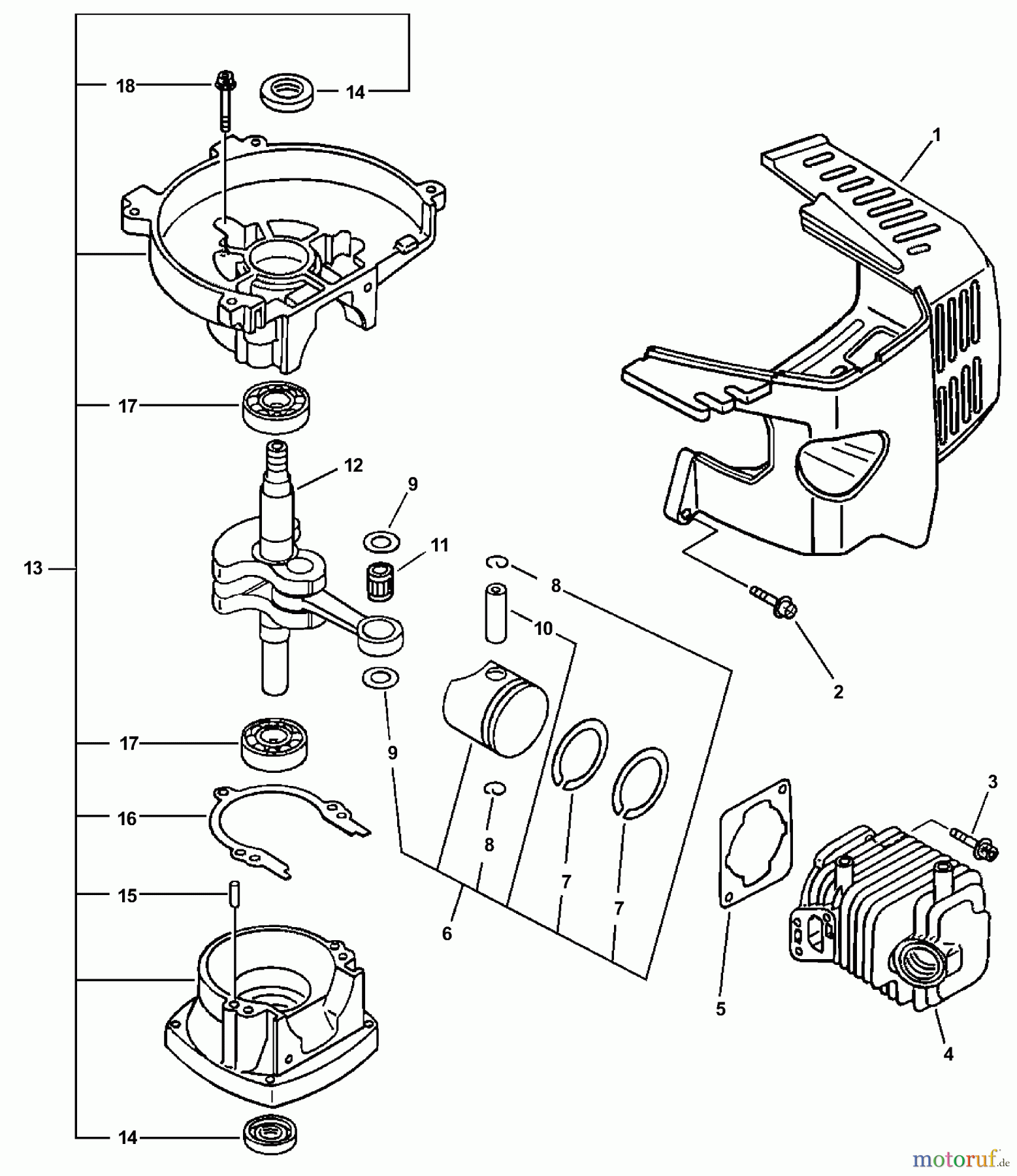 Echo Heckenscheren HC-2410 - Echo Hedge Trimmer (Type 2E) Engine, Cylinder